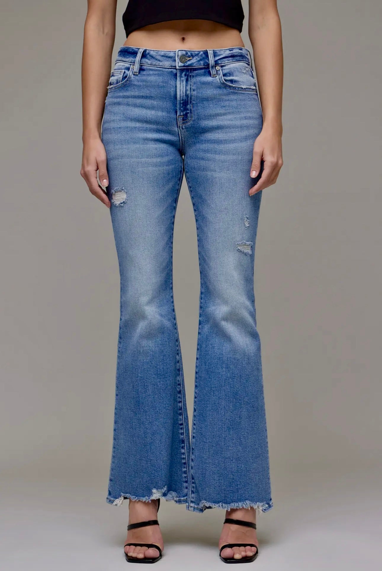 Mid Rise Happi Basic Flare Jean