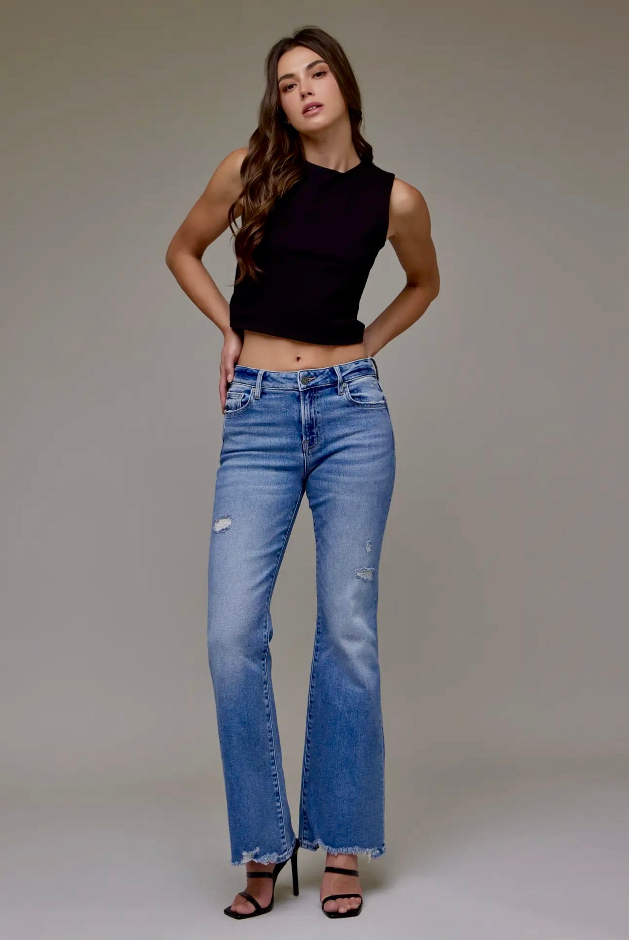 Mid Rise Happi Basic Flare Jean