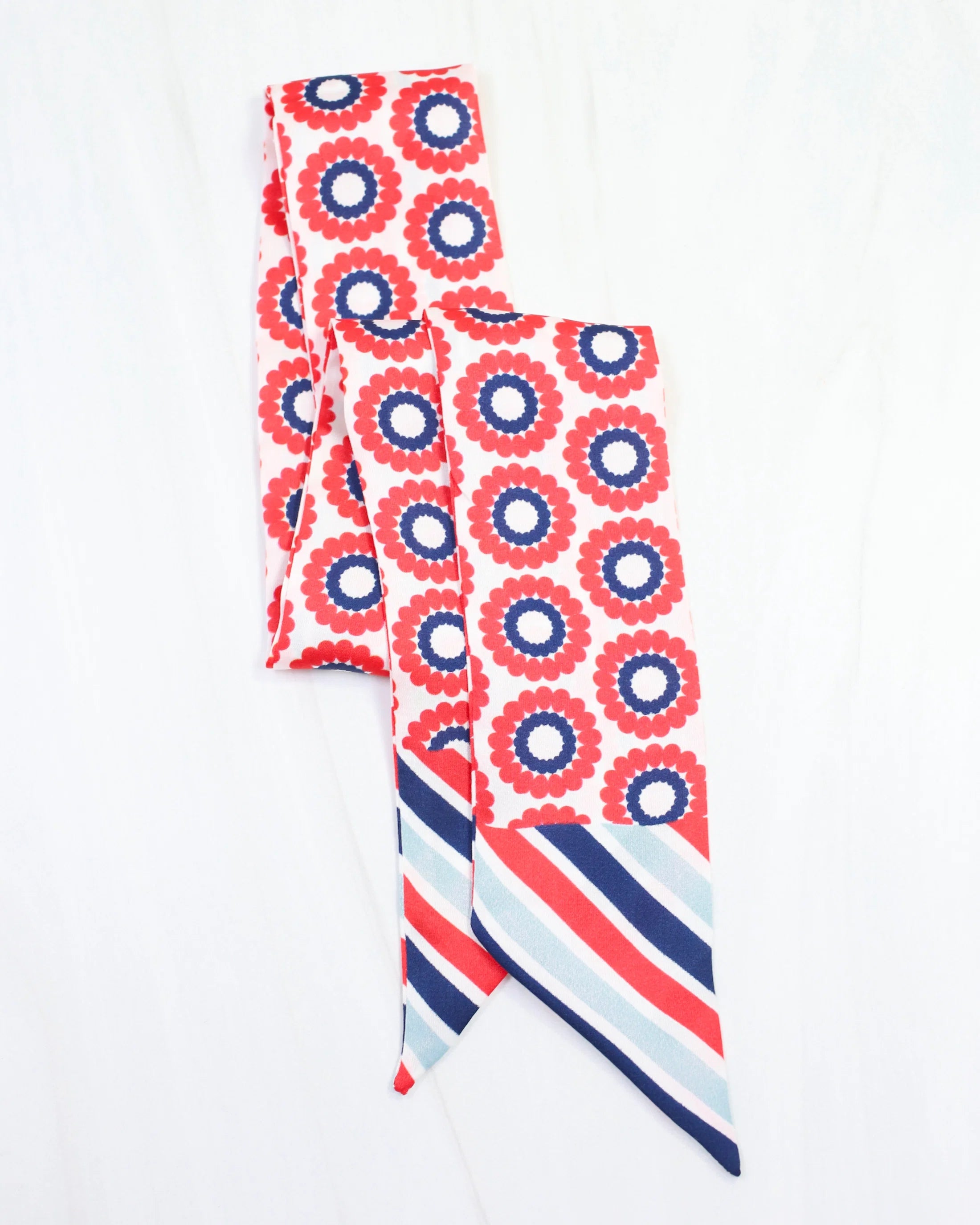 Skinny Retro Red & Navy Floral Scarf