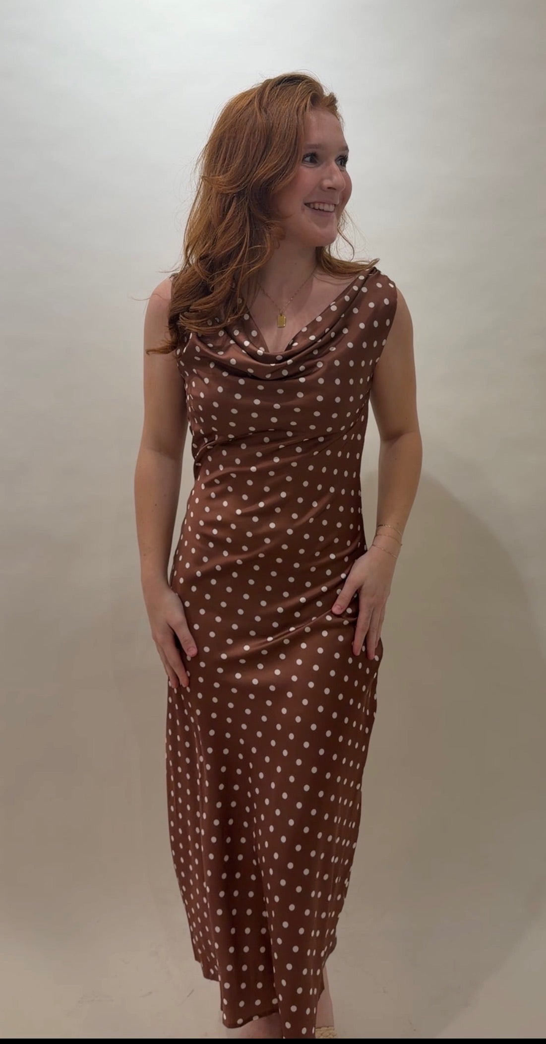 Satin Polka Dot Maxi Dress