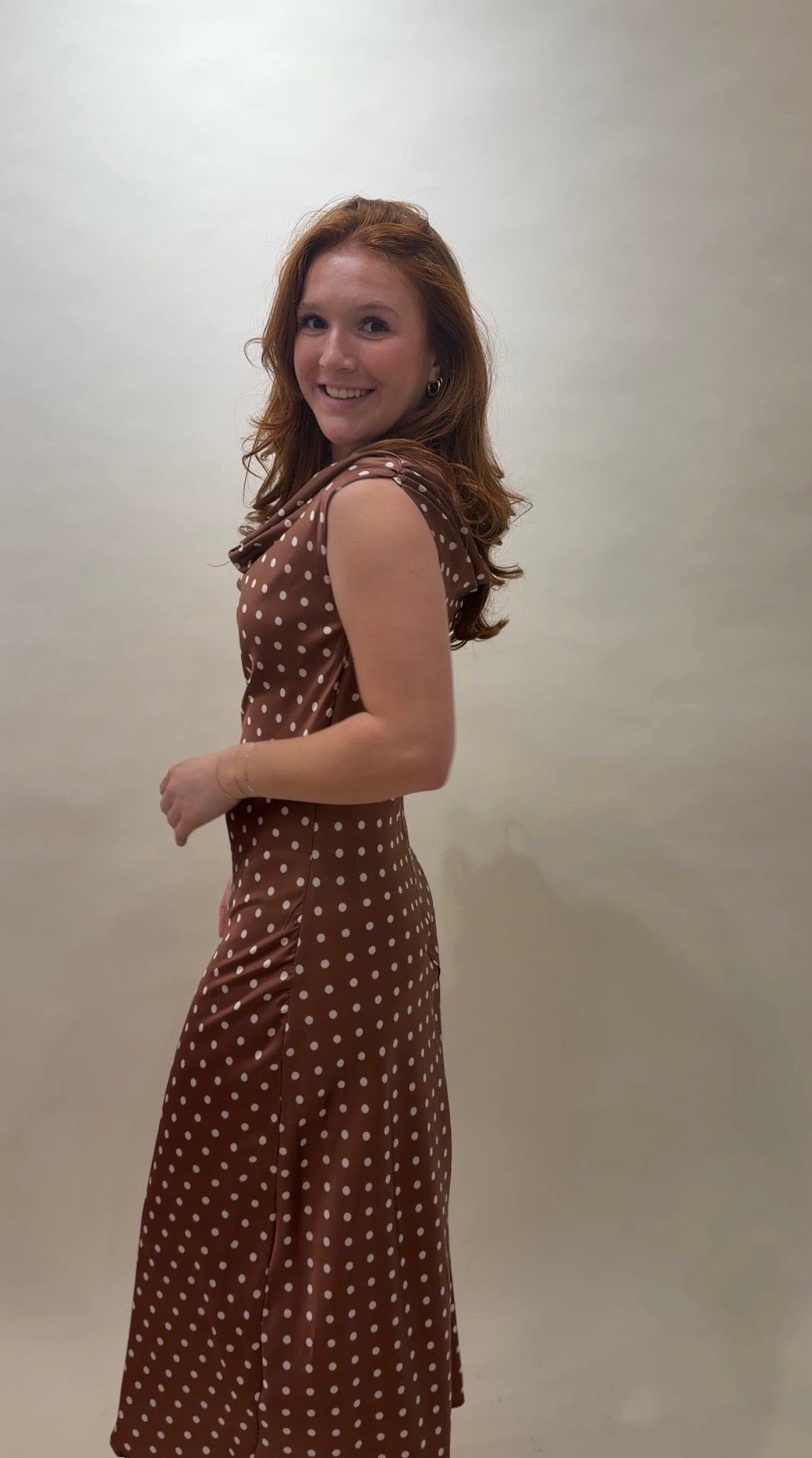 Satin Polka Dot Maxi Dress M
