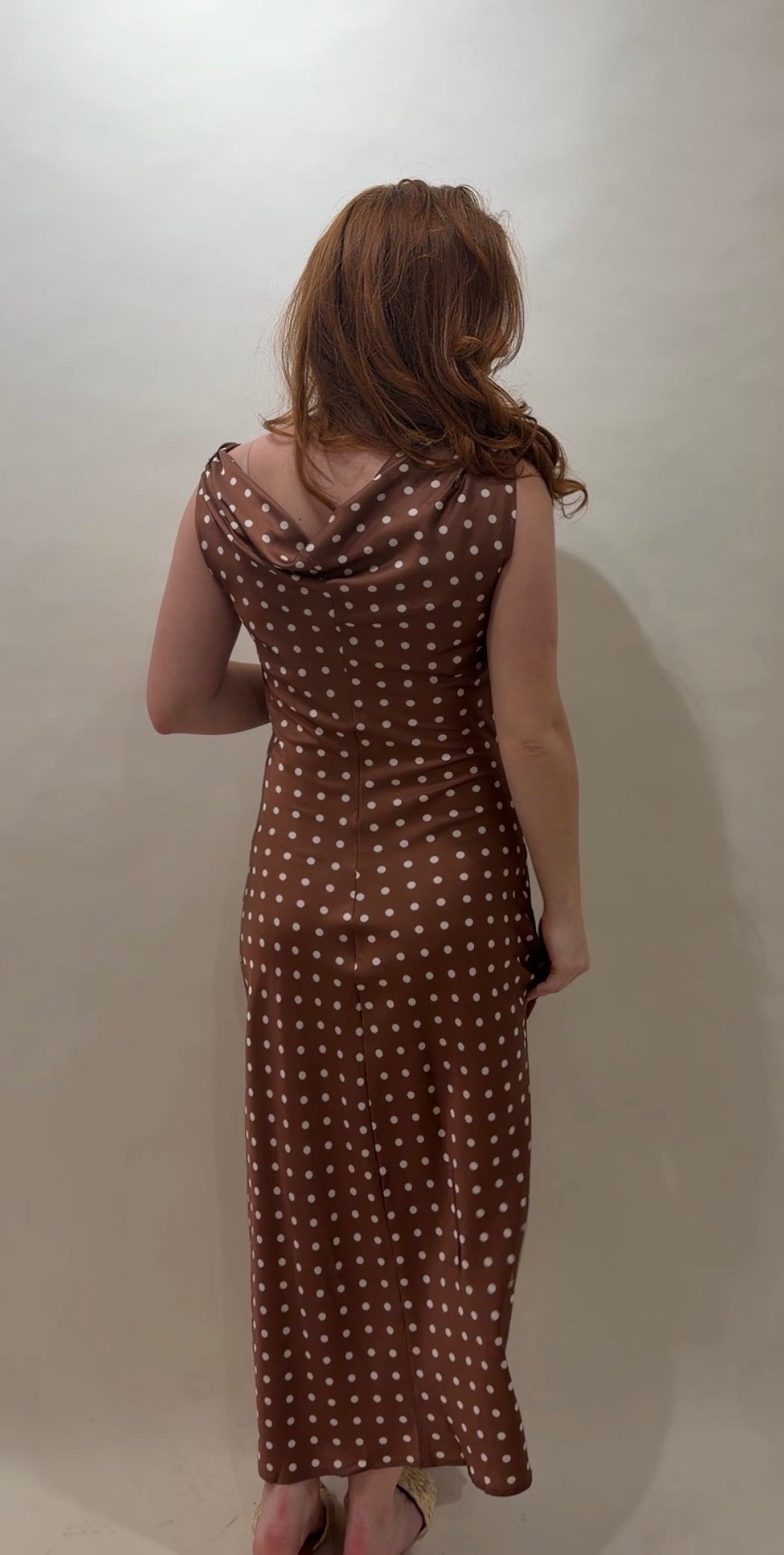 Satin Polka Dot Maxi Dress