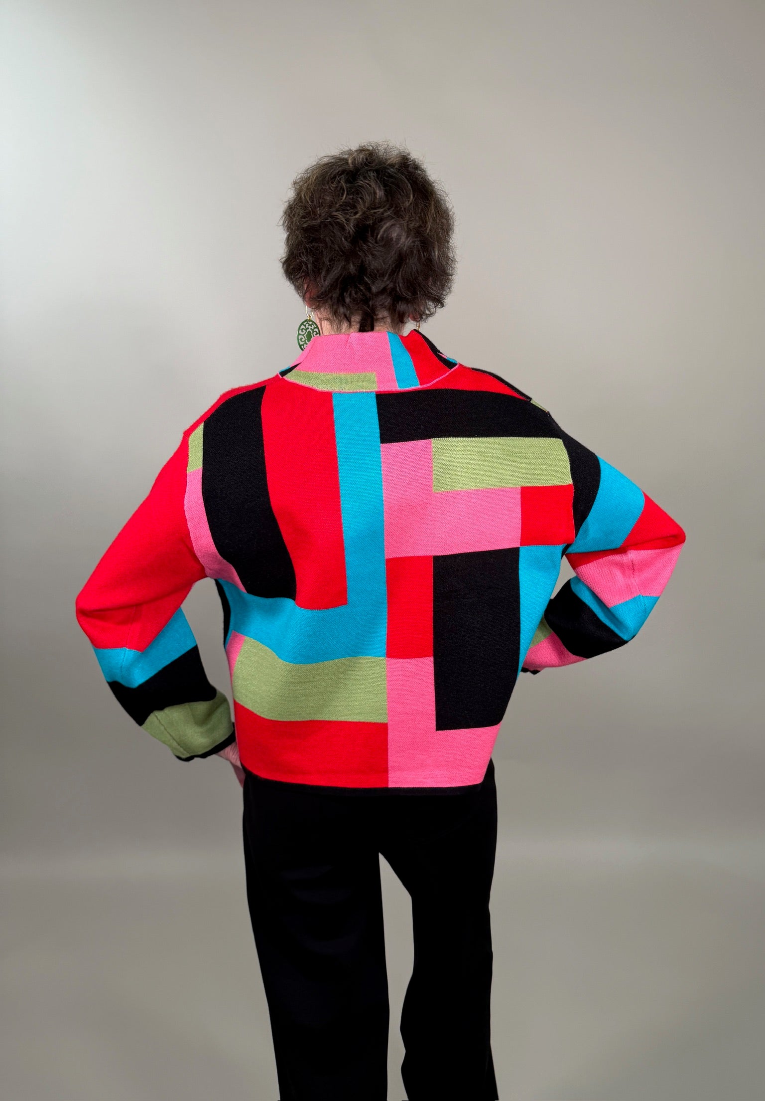 Funky Colorblock Turtleneck Sweater