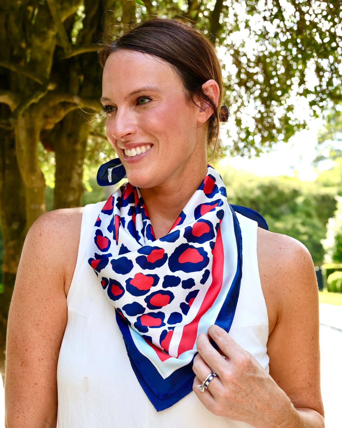 Red & Navy Animal Print Scarf