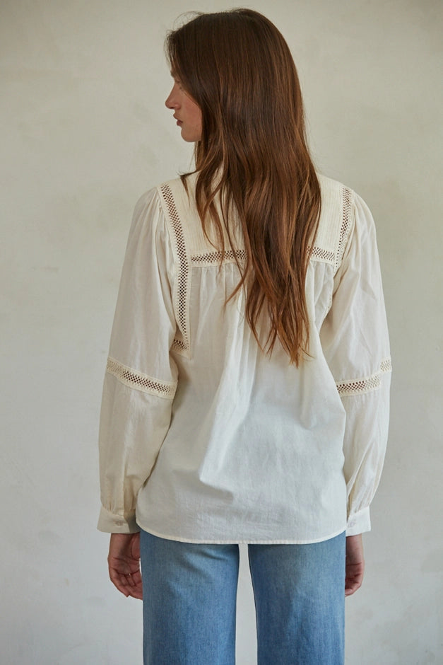 Woven Long Sleeve Button Up Top