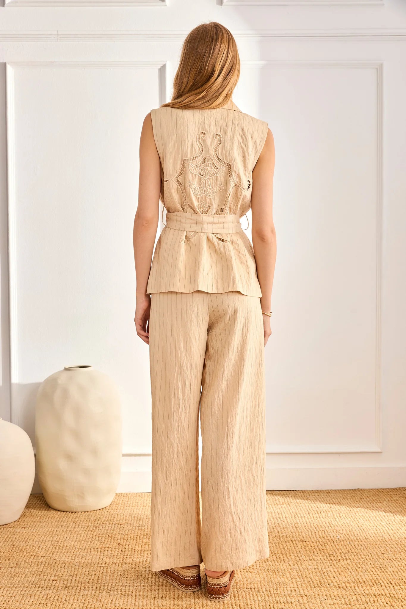 Pinstripe Bow Vest