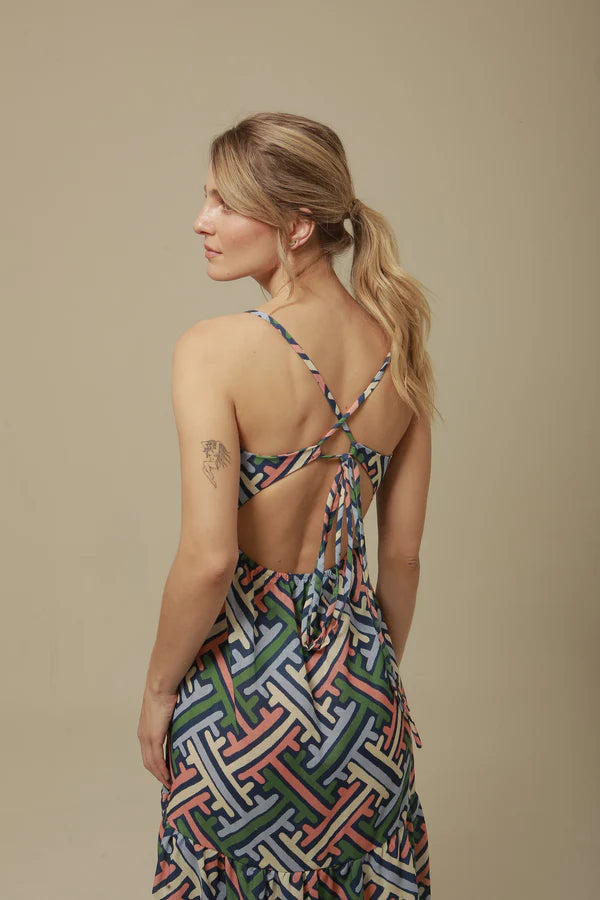 Keyhole V Neck Maxi Dress