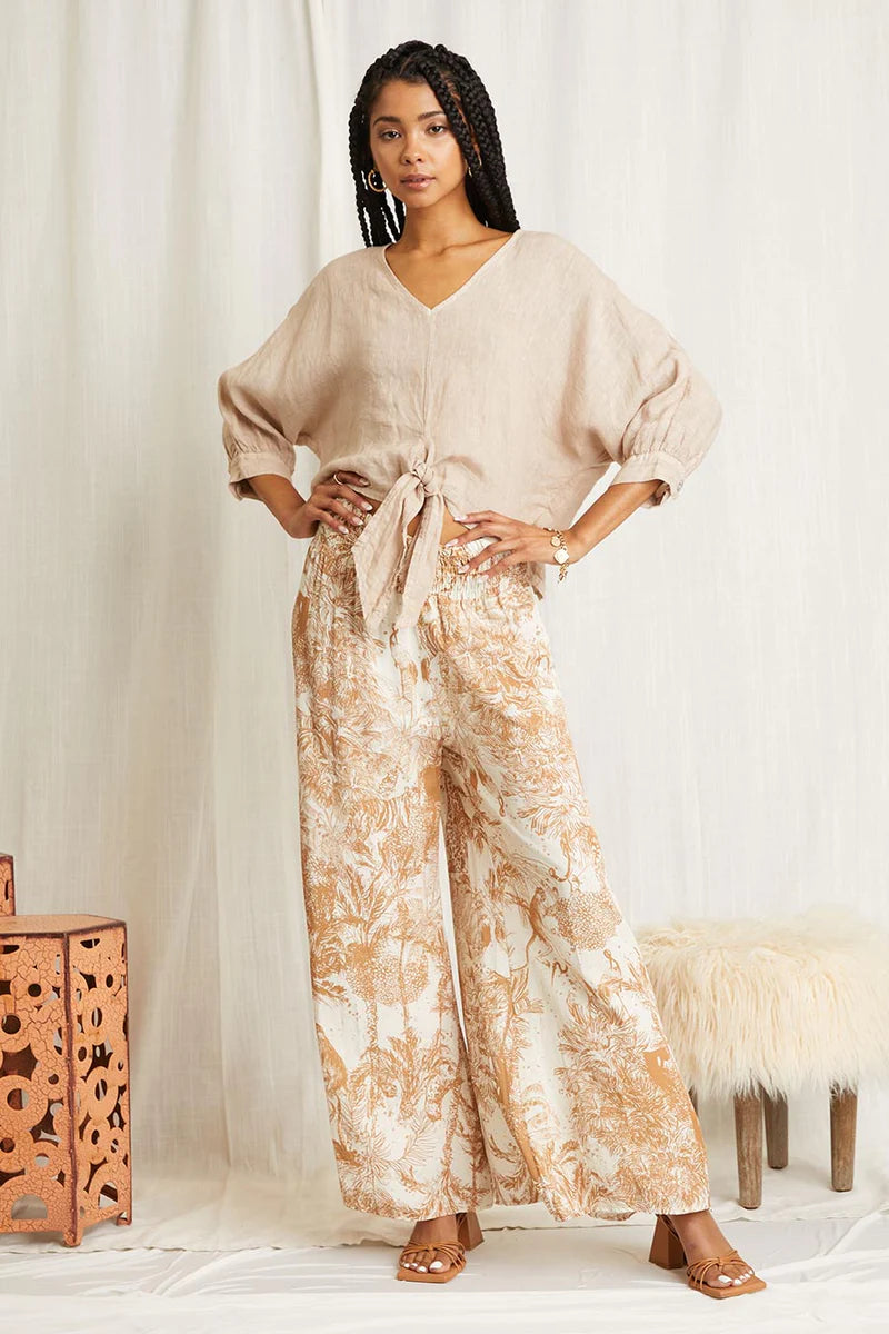 Maggie Linen Tie Front Top