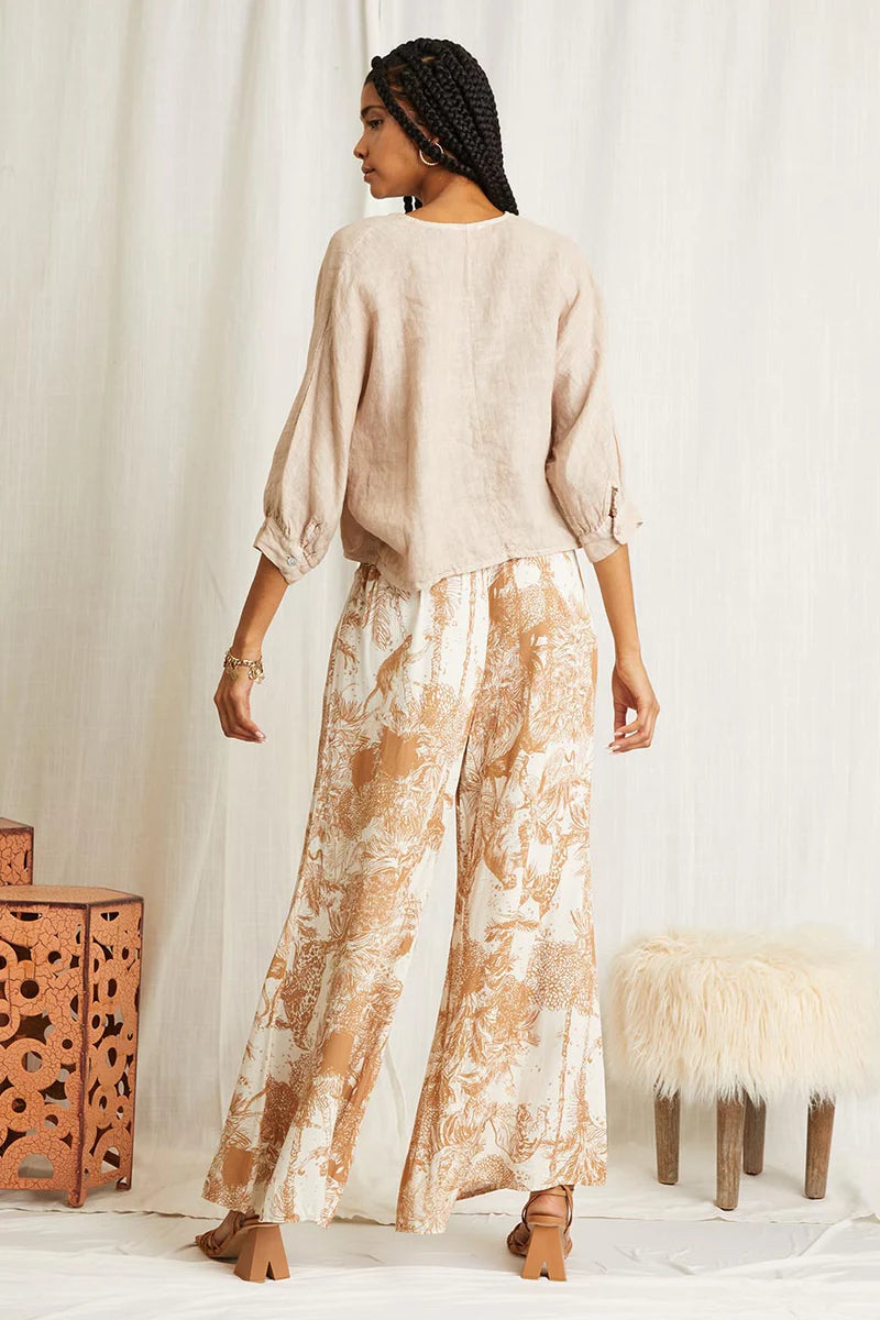 Maggie Linen Tie Front Top