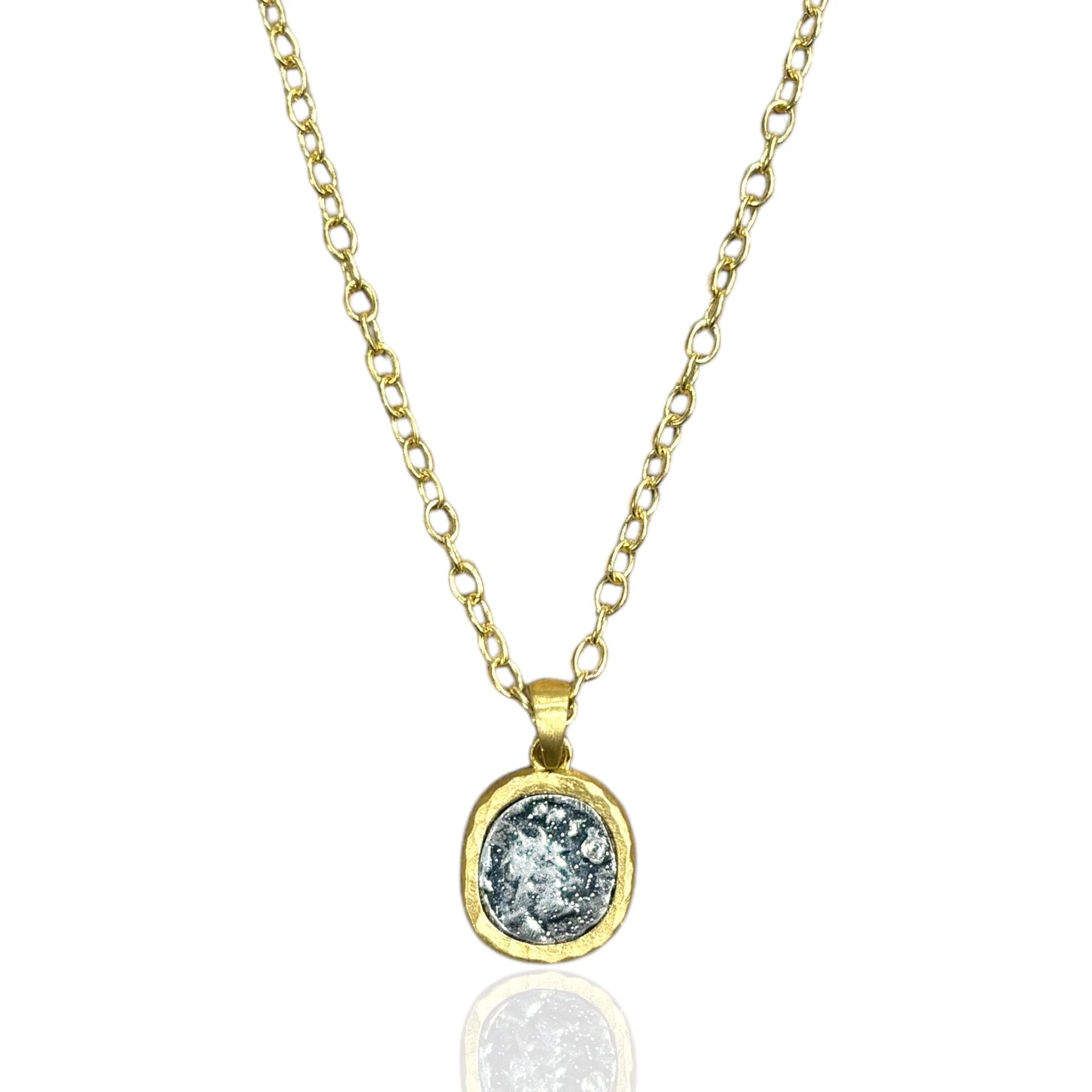 Gold Pavia Coin and Frame Necklace