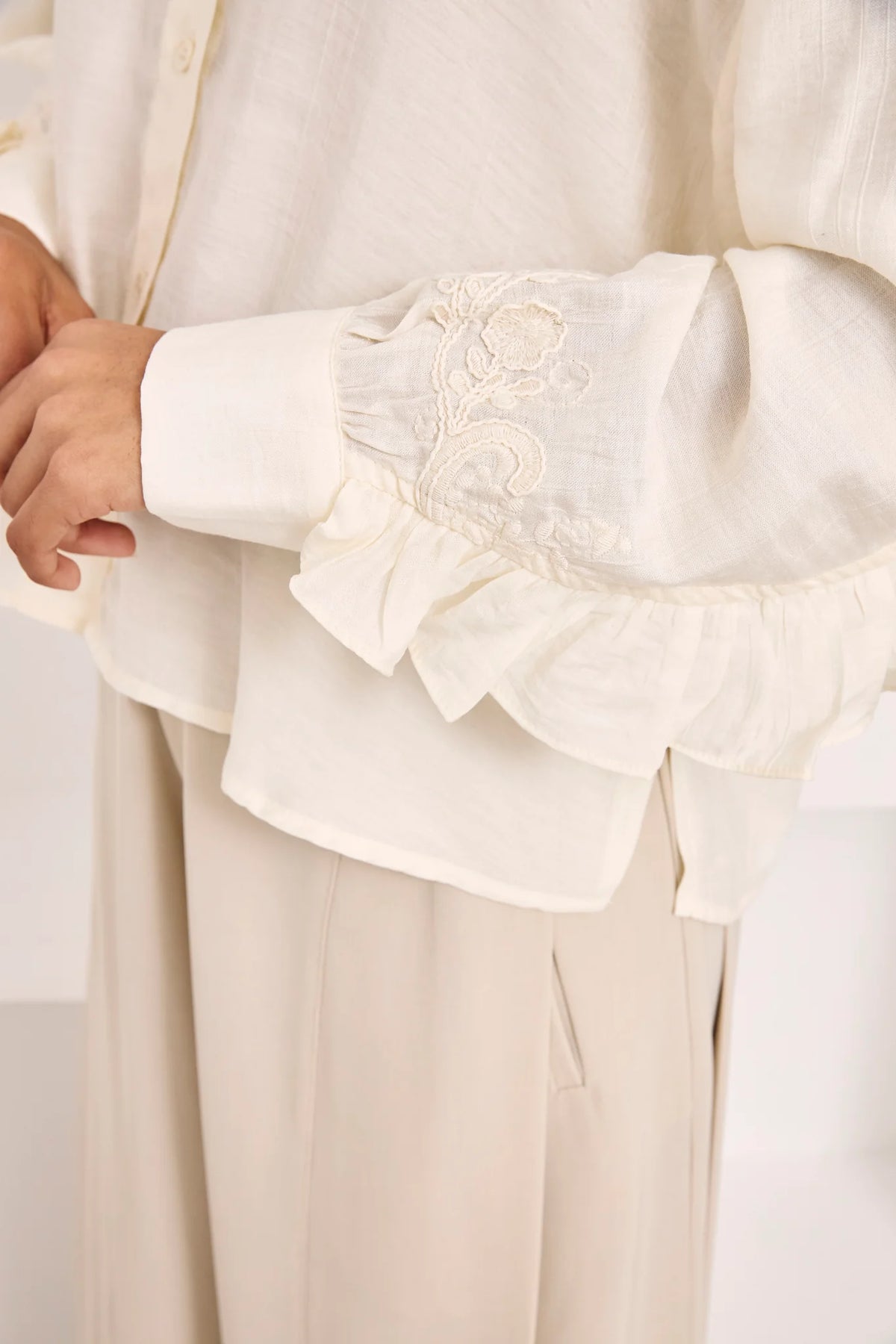 Embroidered Ruffle Blouse