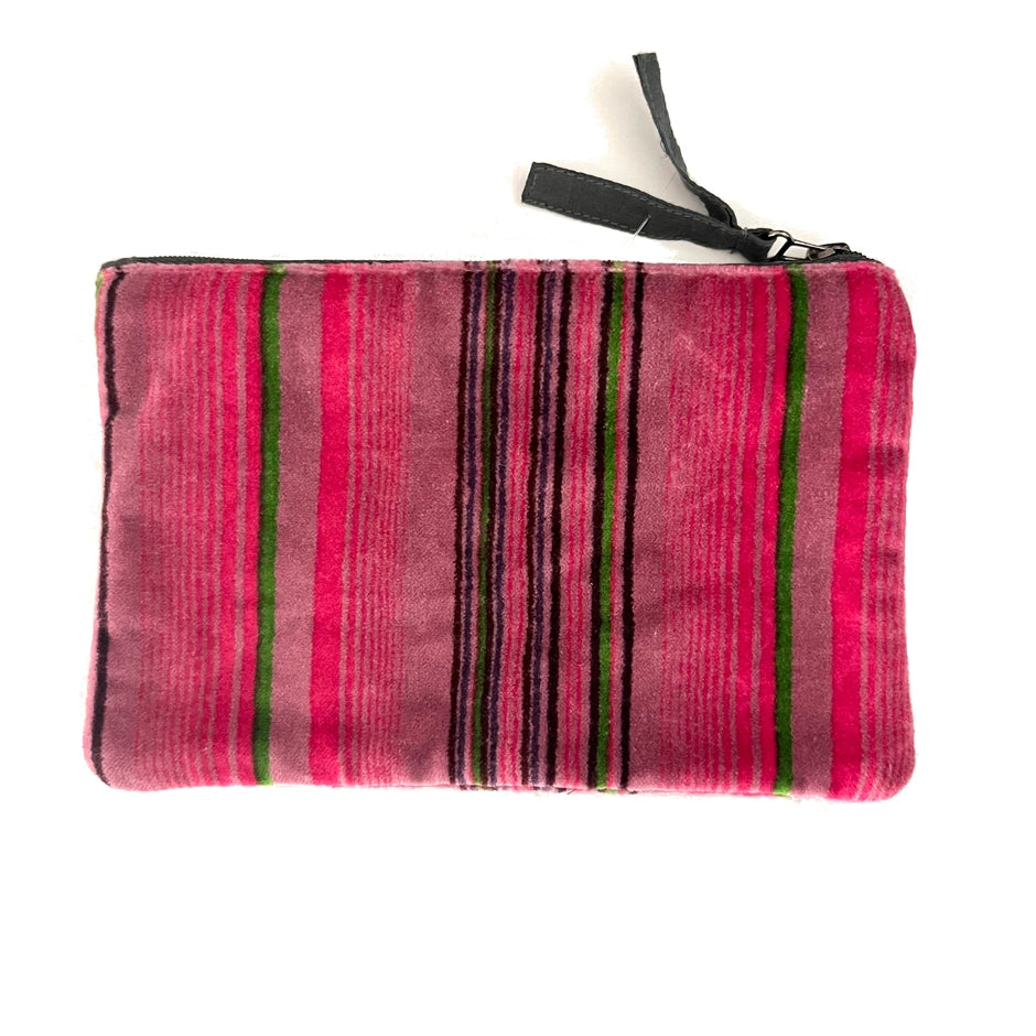 Napoli Velvet Pouch Hailey Stripe Pink
