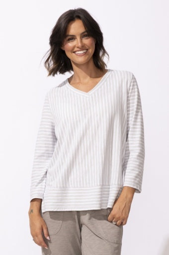 Santa Barbara Stripe Easy V Tee