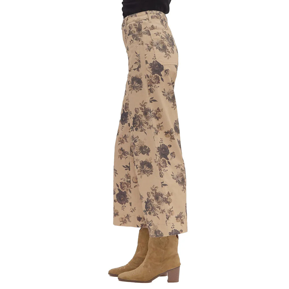 Taupe Floral Print Pants