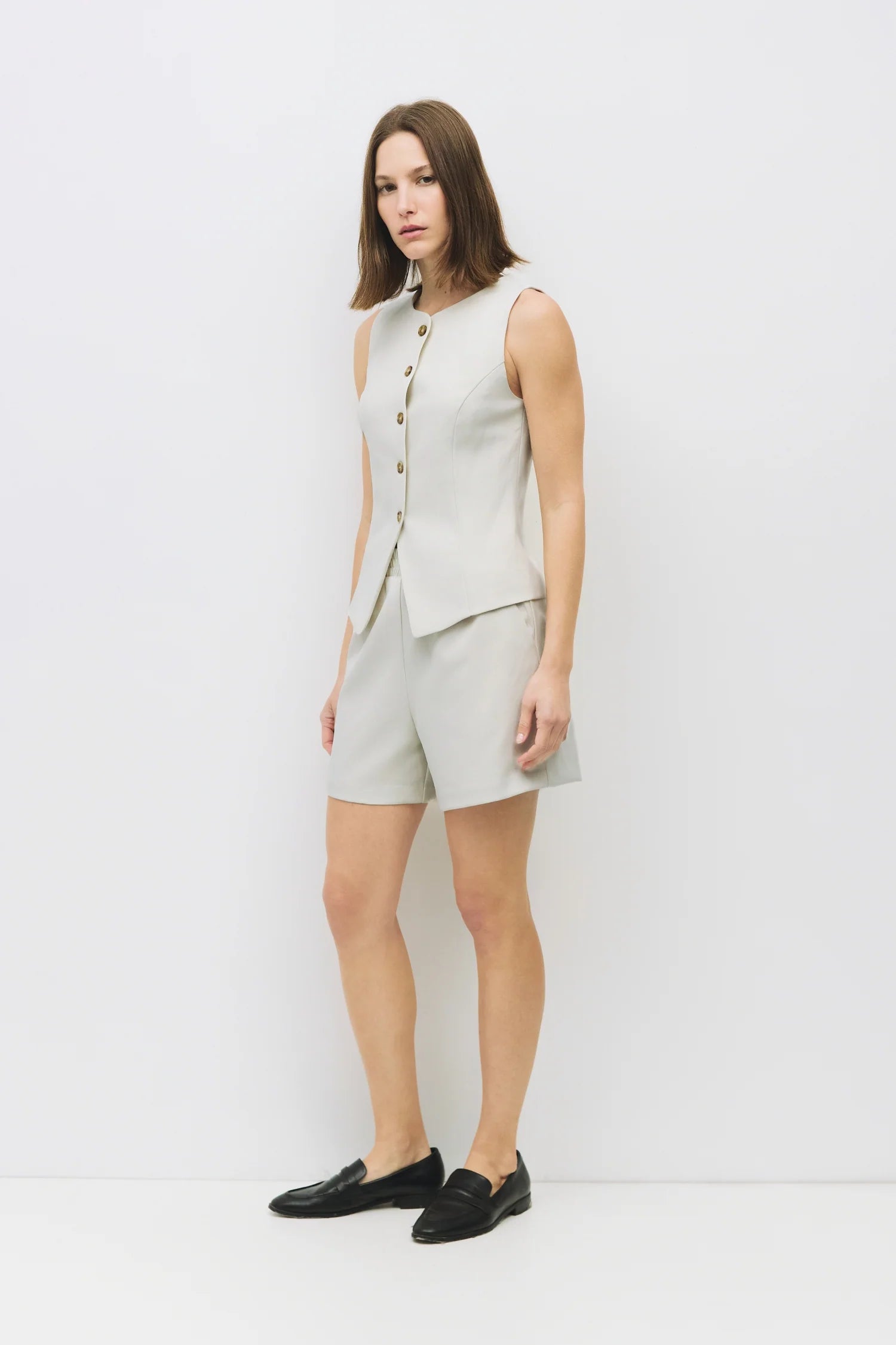 Tailored Pull-On Trouser-Style Shorts