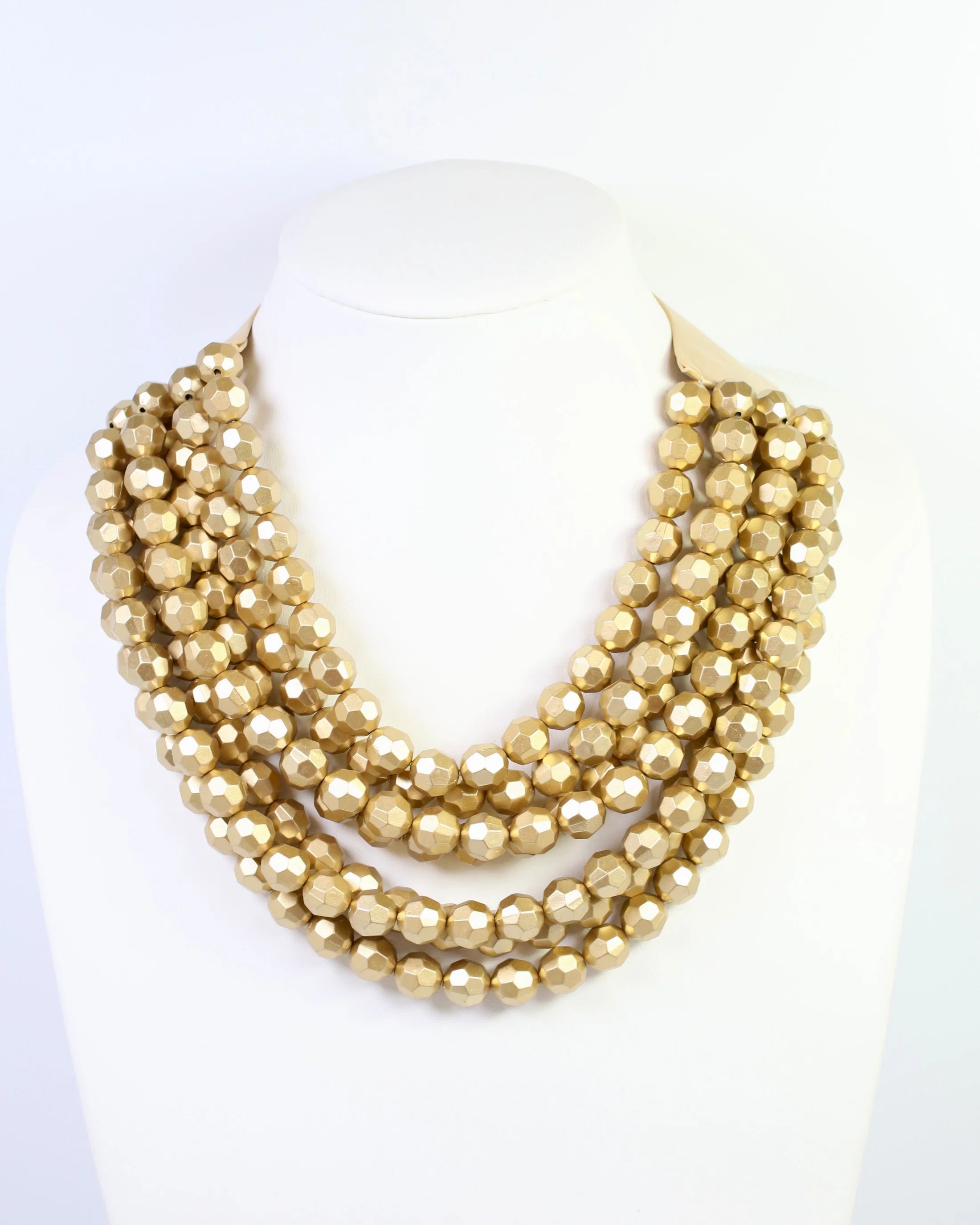 Gold Multi Layered Beaded Necklace