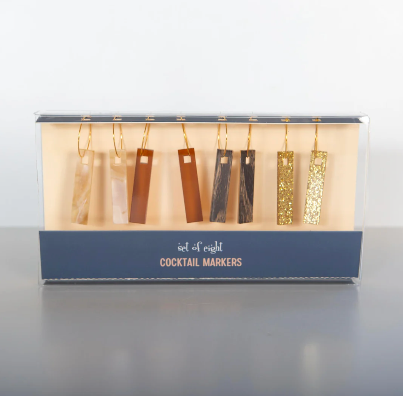 Shades of Brown Acrylic Cocktail Marker Wine Charms