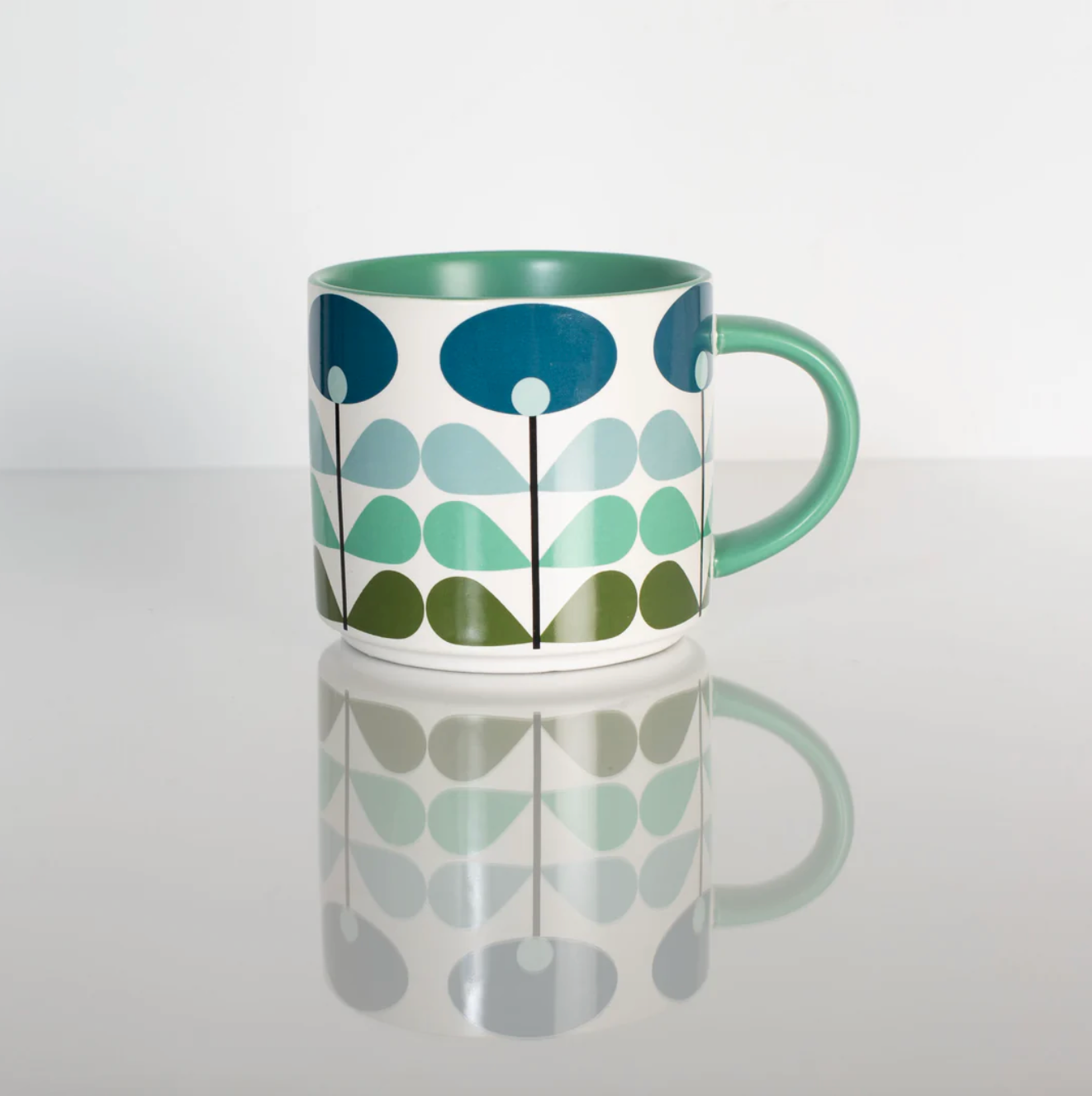 Blue Modern Flower Stackable Matte Coffee Mug
