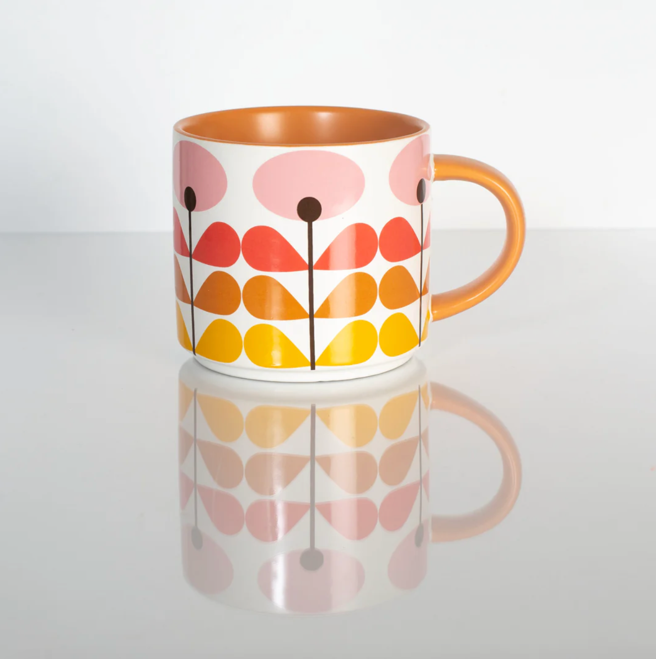 Pink Modern Flower Stackable Matte Coffee Mug