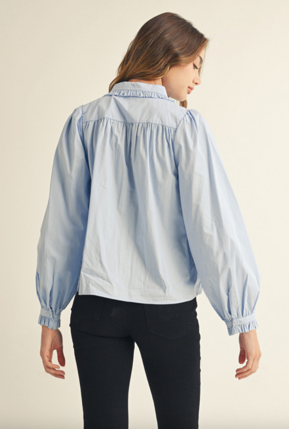 Vintage-Inspired Light Blue Button-Up