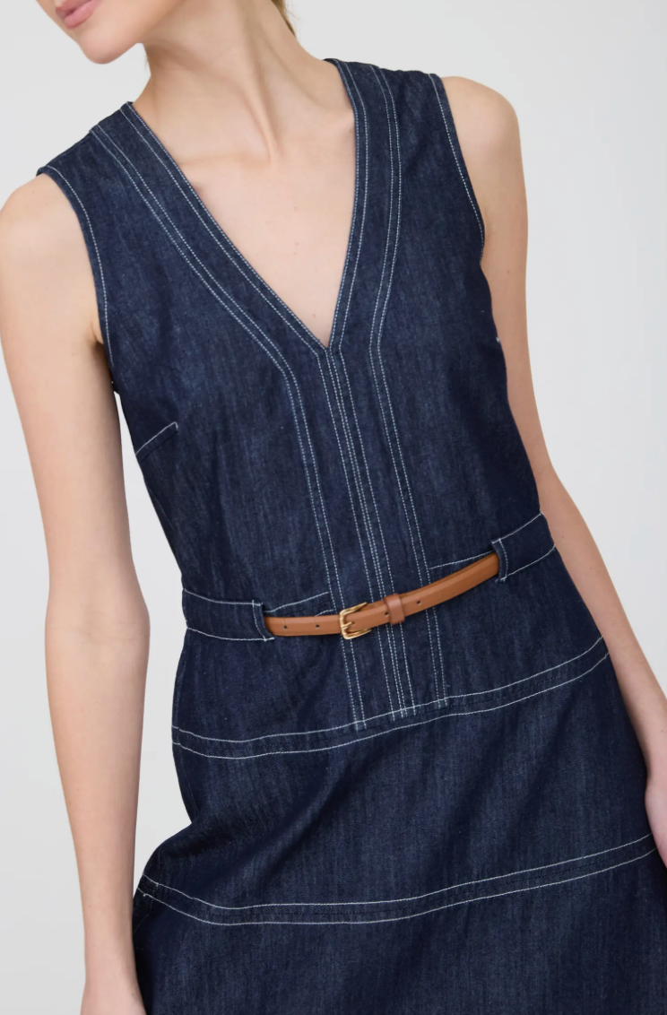 Sophisticated Denim Sleeveless Midi Dress