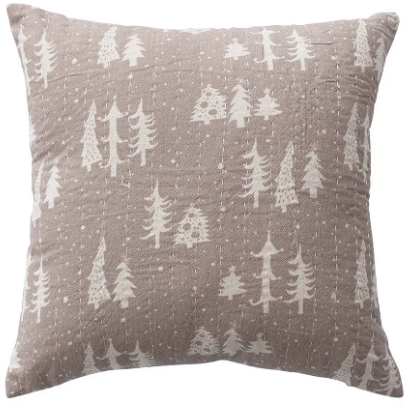 Square Pillow with Hand-Embroidered Kantha Stitch