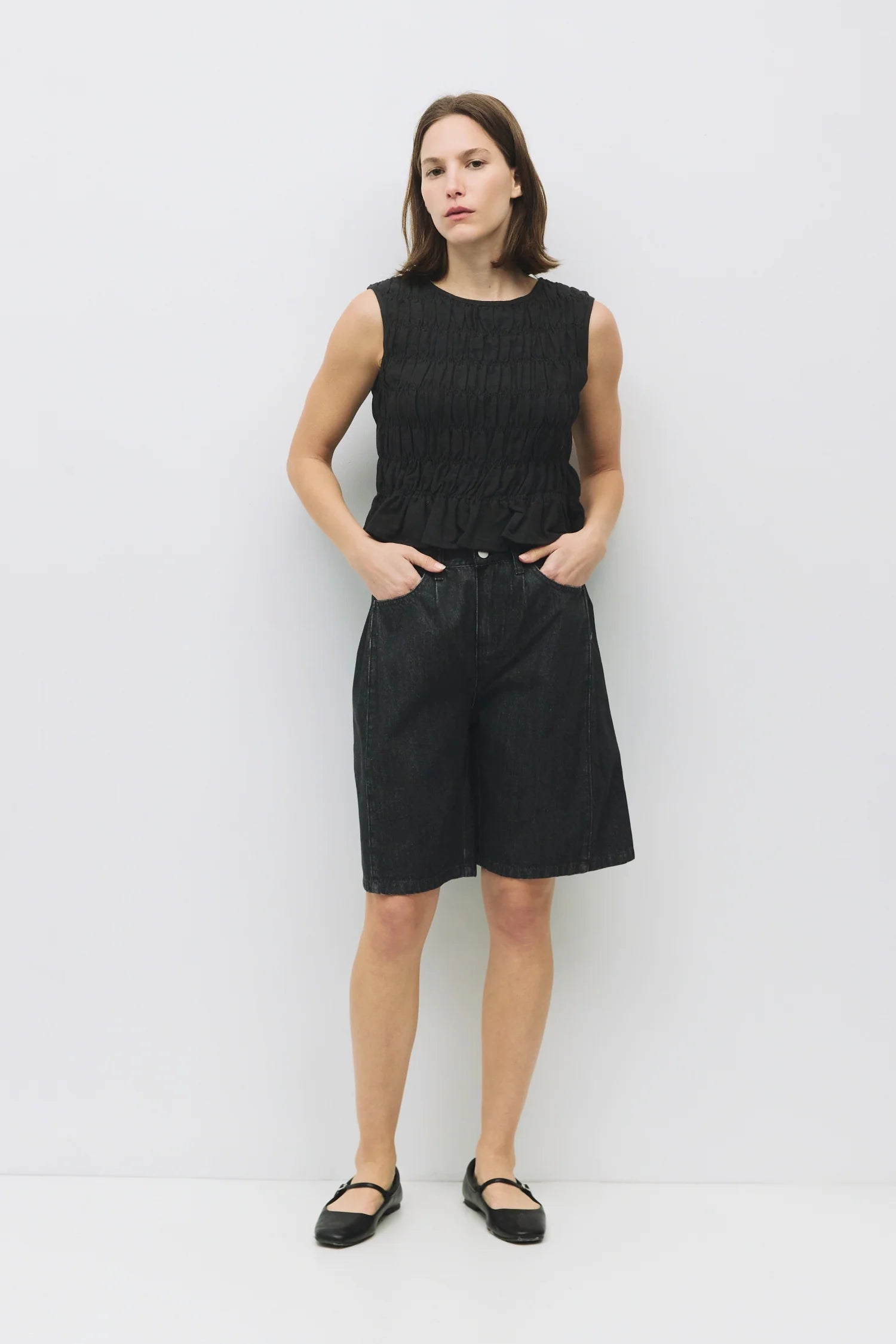 Sleeveless Smocked Linen Top