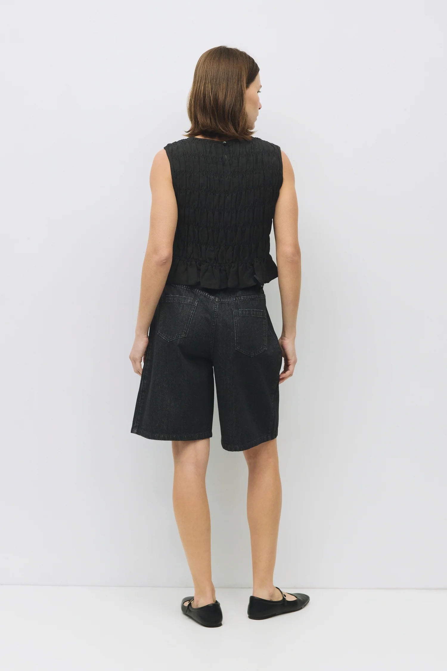 Sleeveless Smocked Linen Top