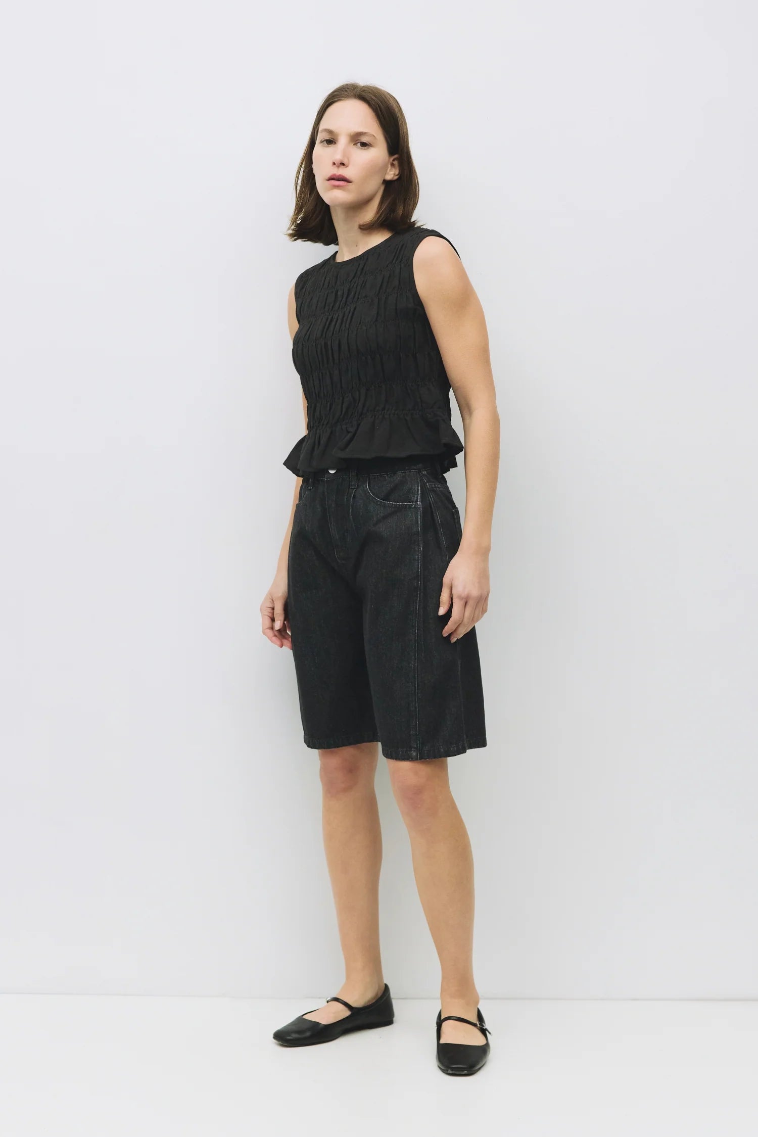 Sleeveless Smocked Linen Top