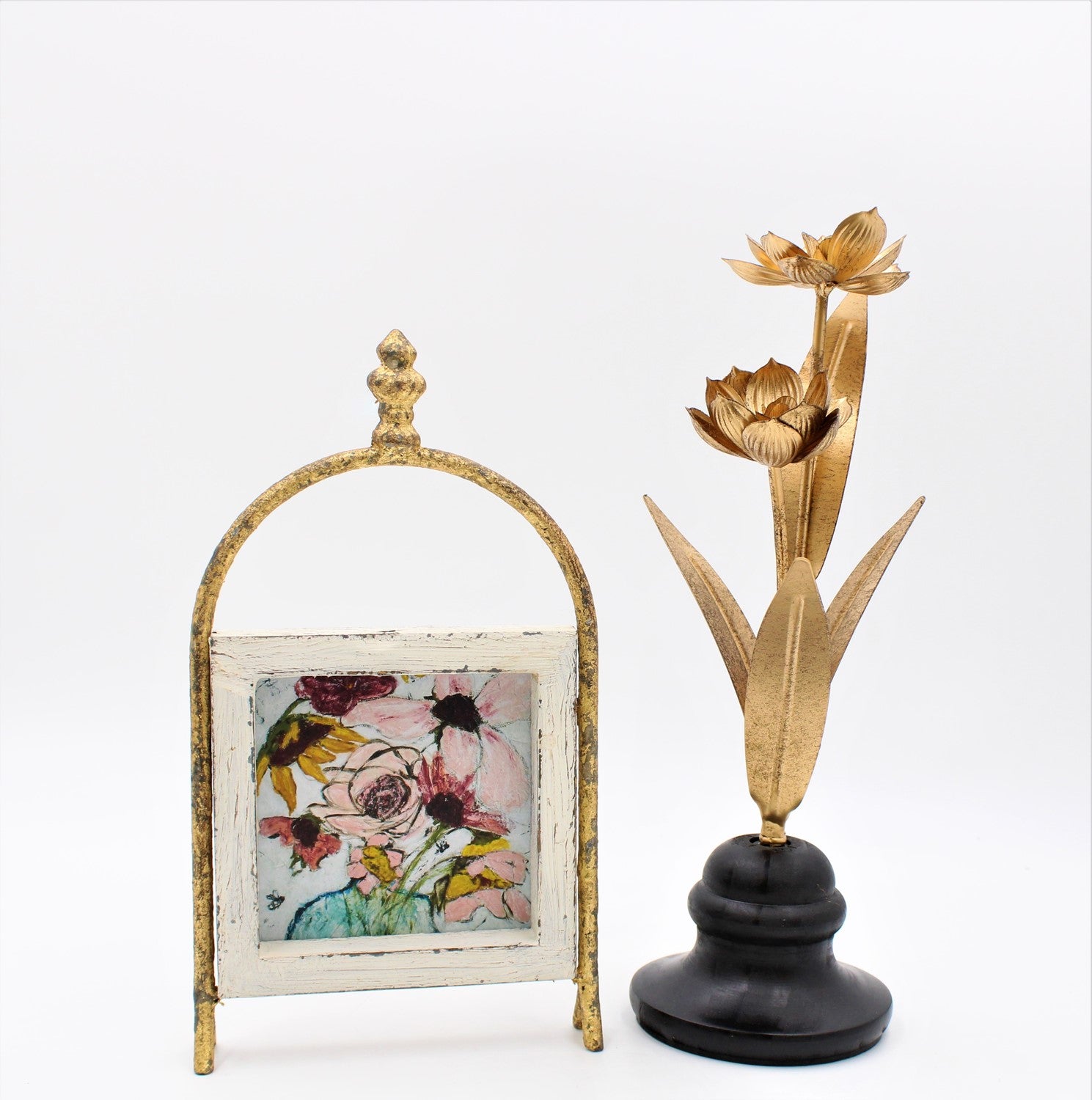 6x10" Framed Wood Art on Metal Stand with Finial
