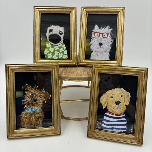 5x1x7.25" Framed Pet Portraits, 4 assorted