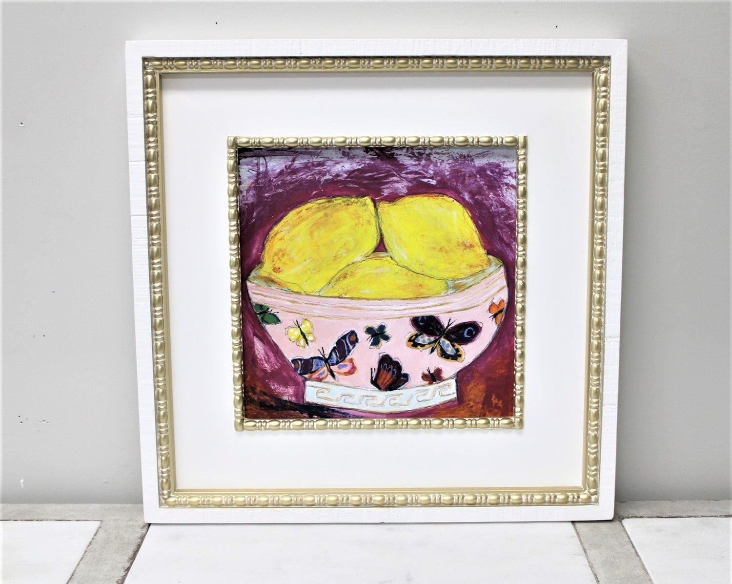 Double Wood Framed Bowl of Lemons