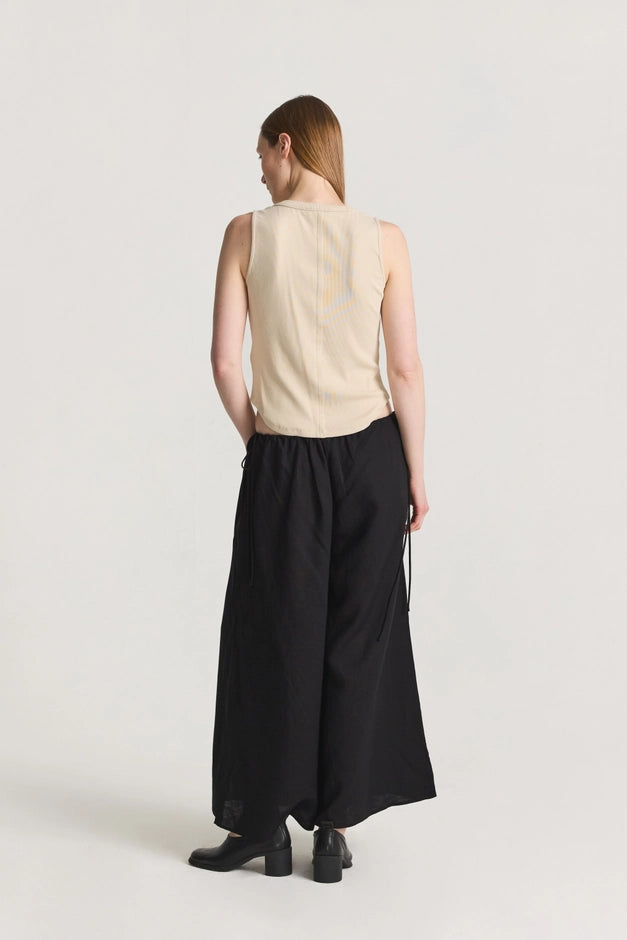 Sleeveless Henley Knit Top