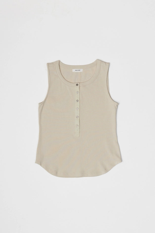 Sleeveless Henley Knit Top