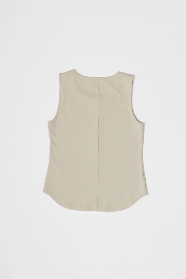 Sleeveless Henley Knit Top