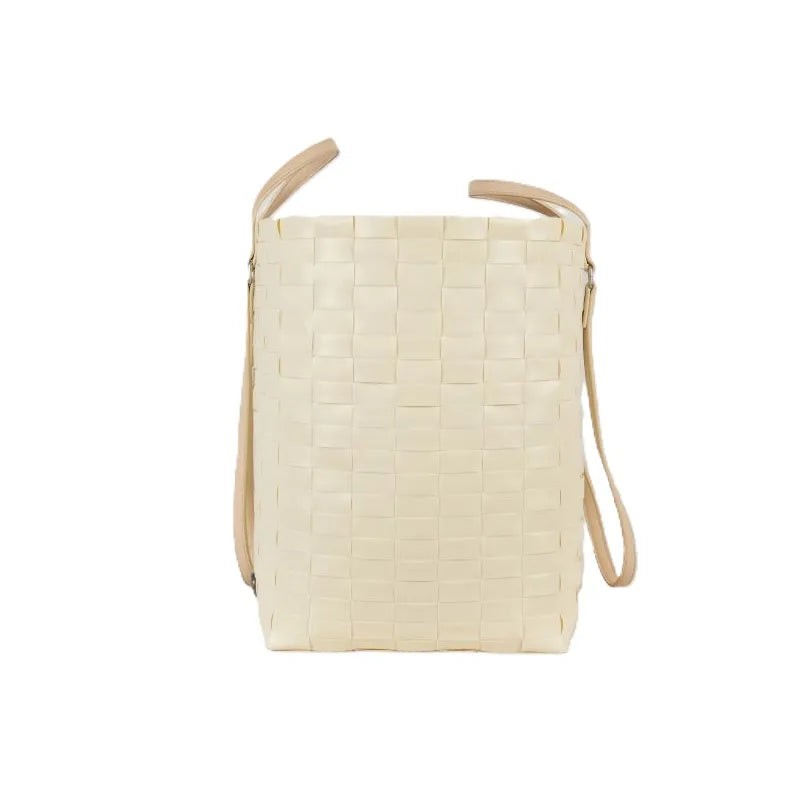 Cream White Secure Tie Recycled Tote Bag