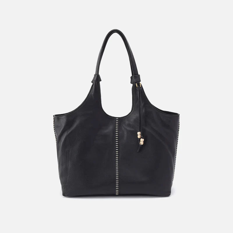 Large Black Tote with Stitching
