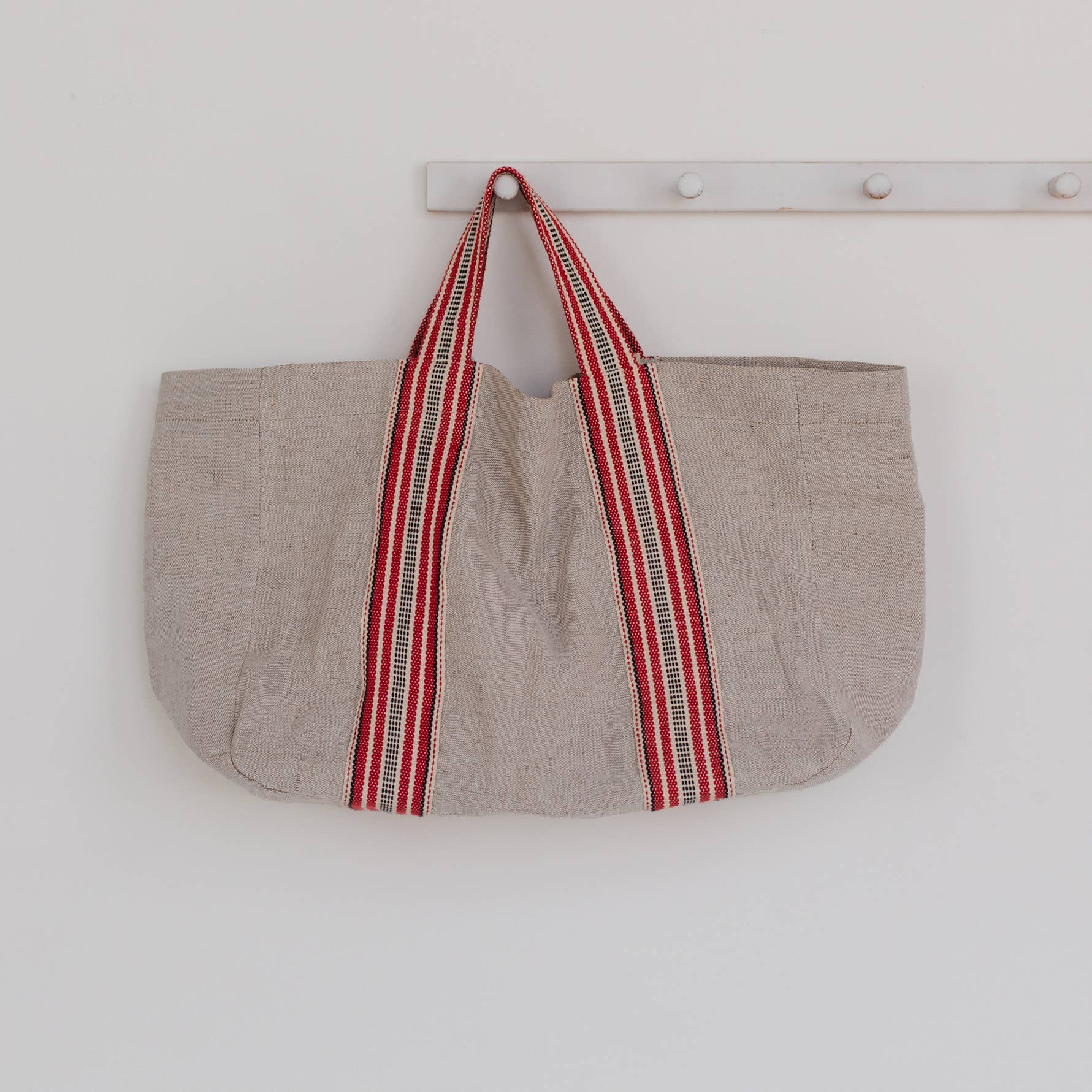 Shoulder Bag, jute / Belleville Tote Dual Handle Red