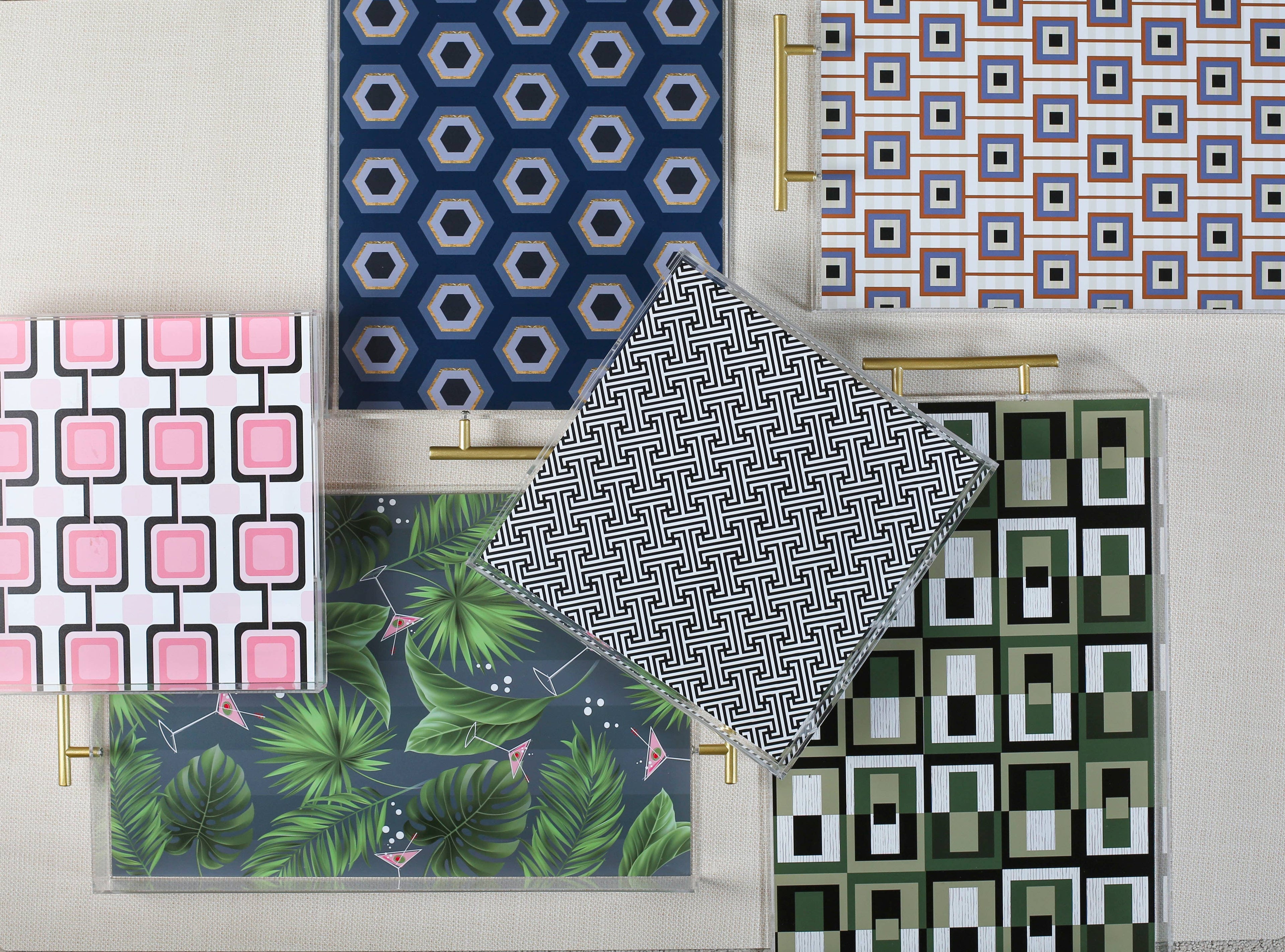 Black Lattice Acrylic Square Serving Tray