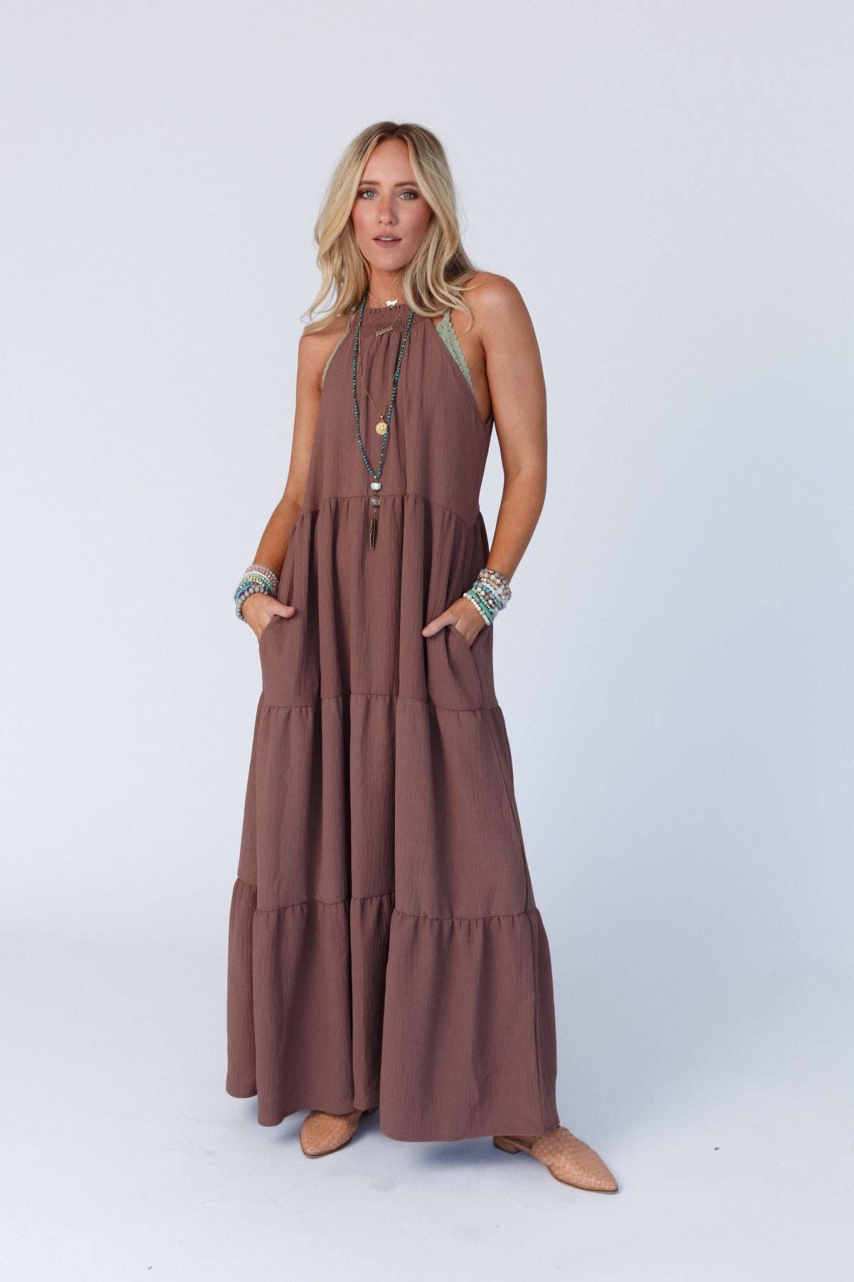 Waffle Tiered Maxi Dress