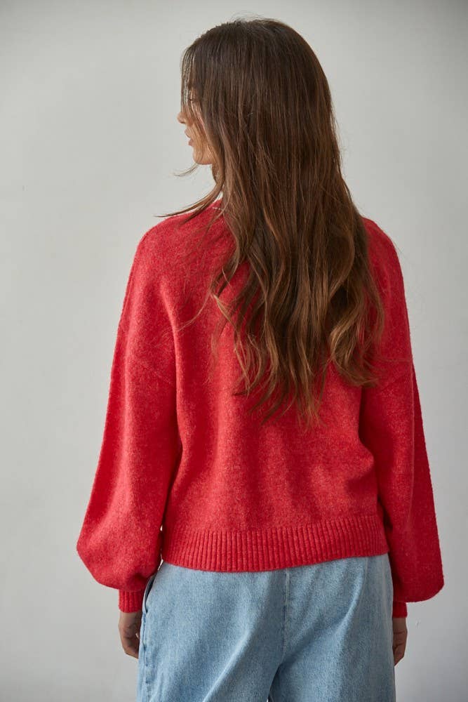 W2155 | Knit Sweater With Hand-Embroidered "Love" on Front