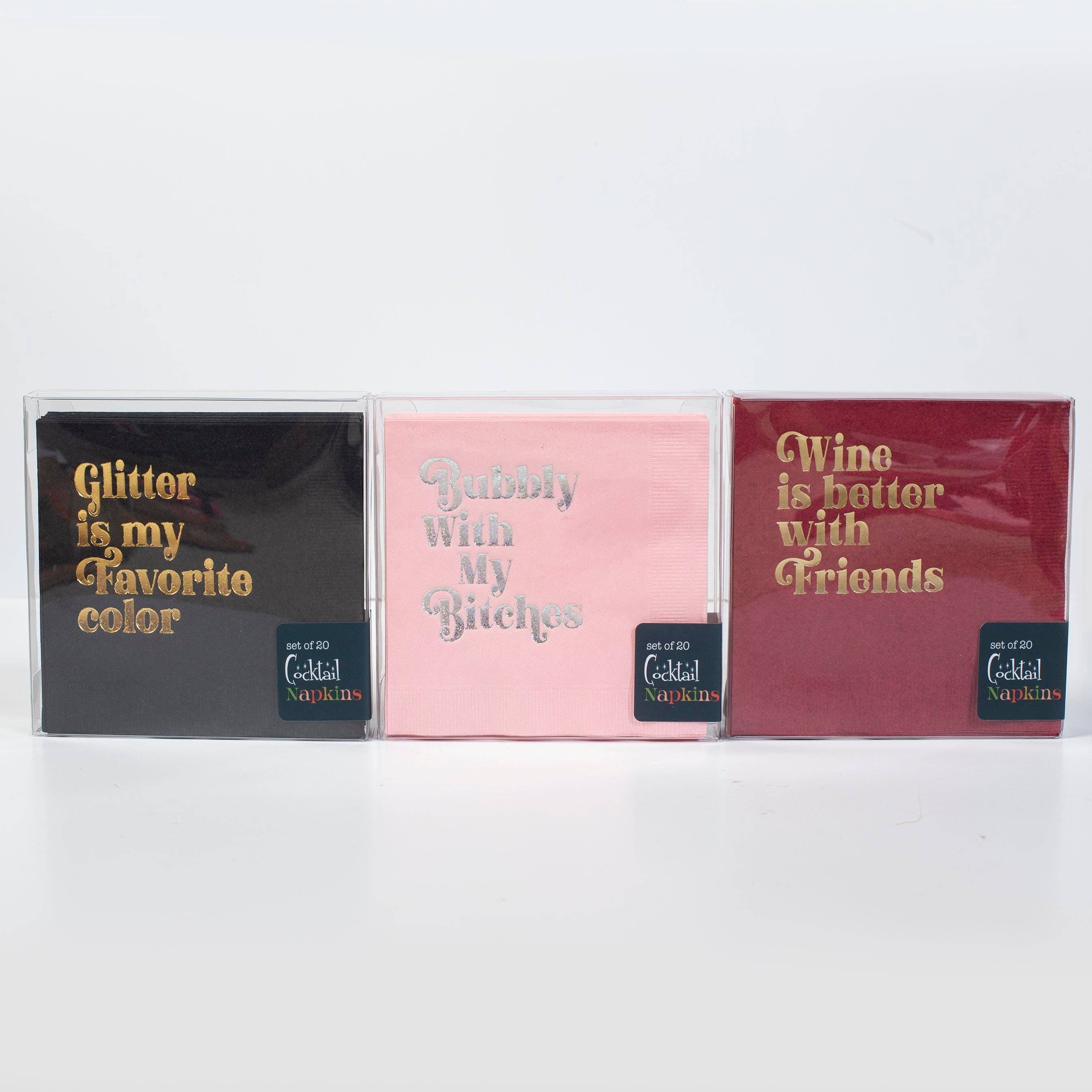 Wine is Better with Friends Gold Foil Cocktail Beverage Napkin