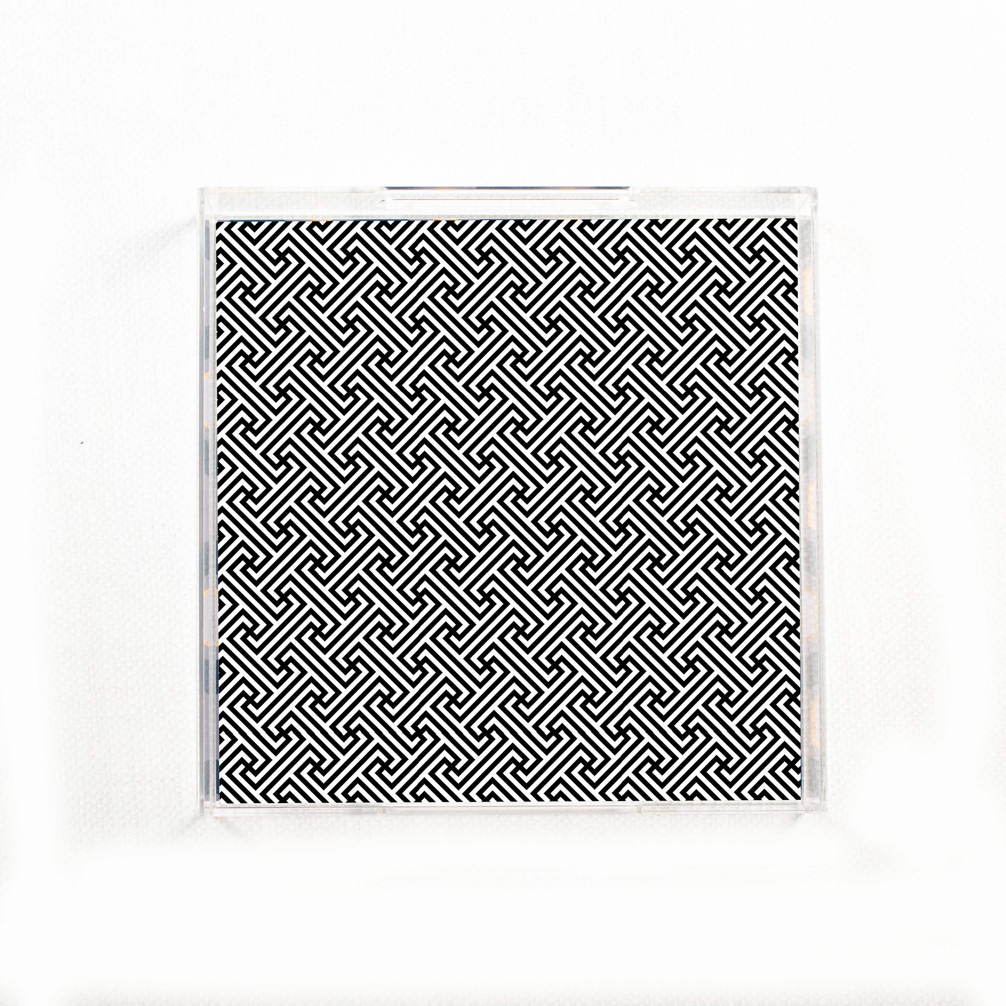 Black Lattice Acrylic Square Serving Tray