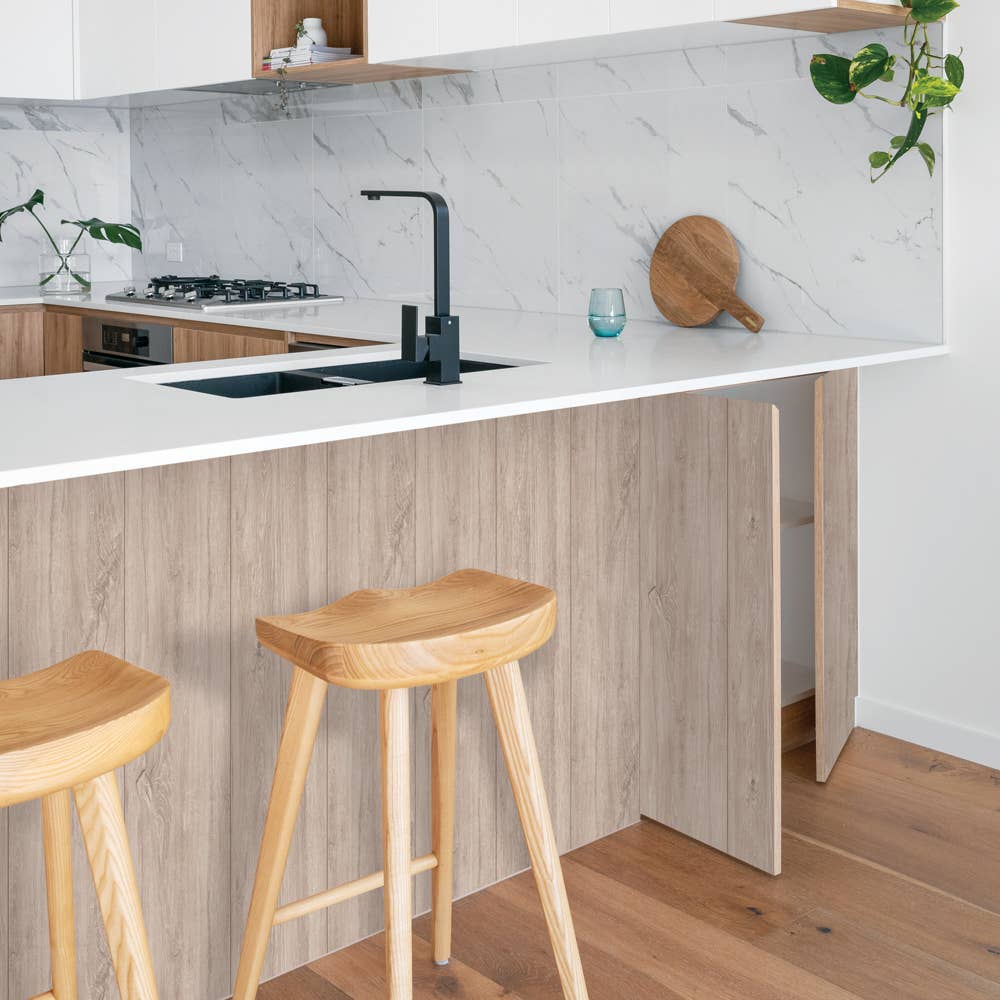 Wide Plank White Peel and Stick Wallpaper, 28 sq. ft.