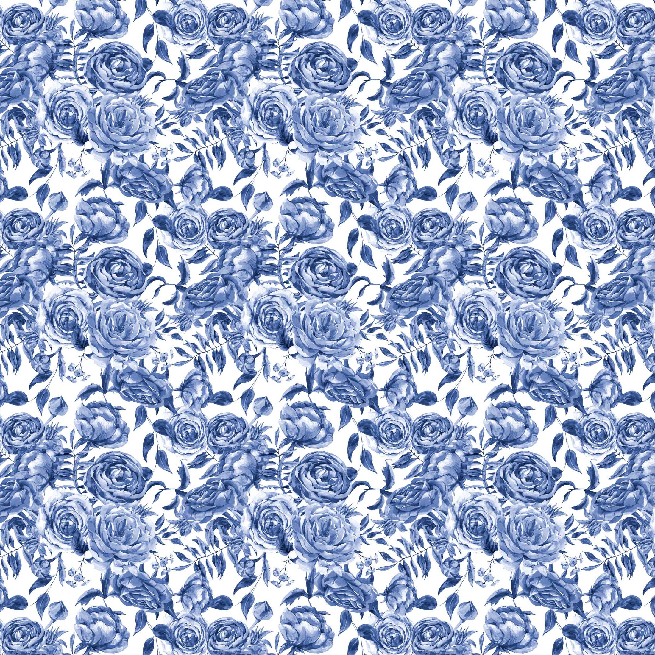 Blue Porcelain Roses- Champagne Collection
