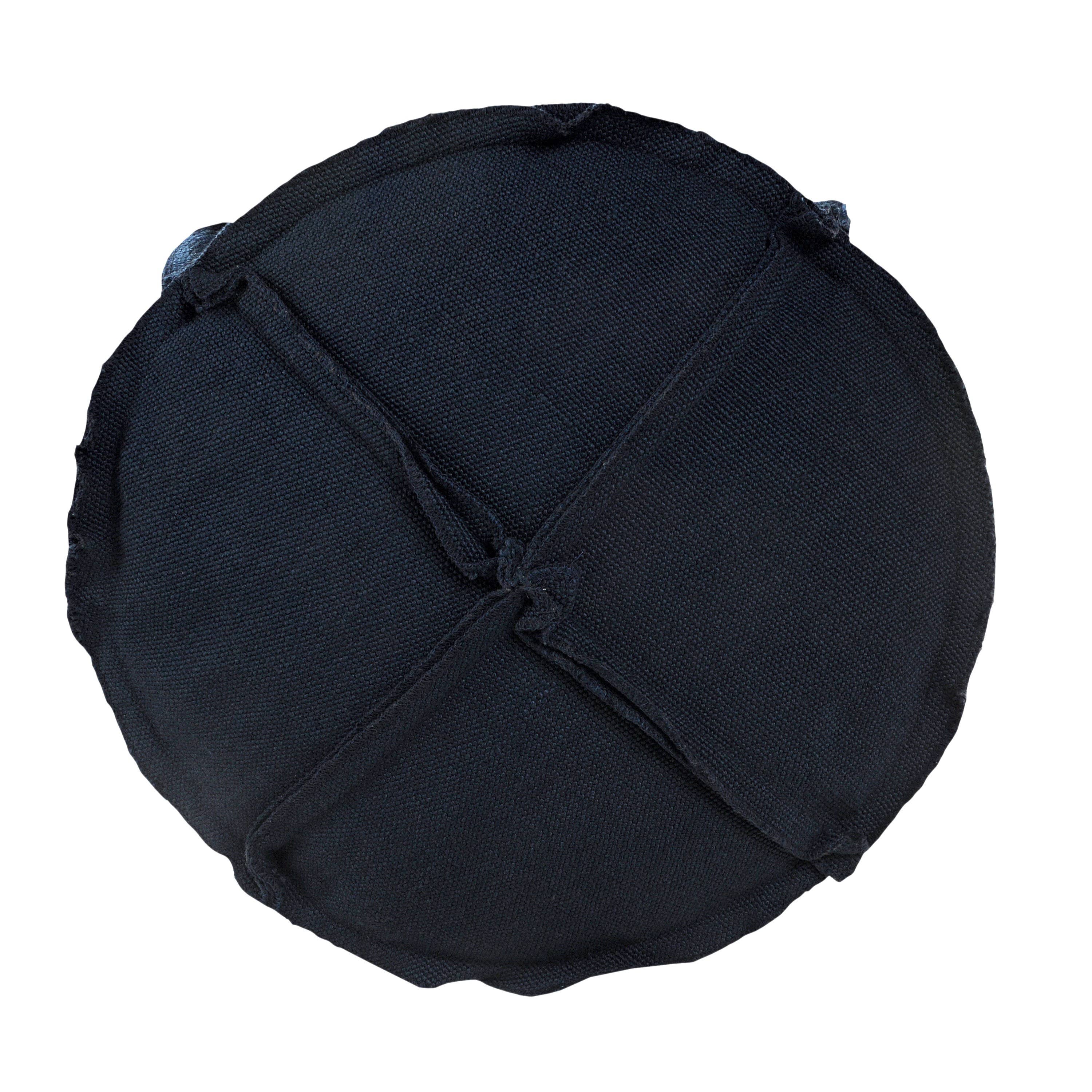 Textured Indoor Outdoor Pouf with Handles