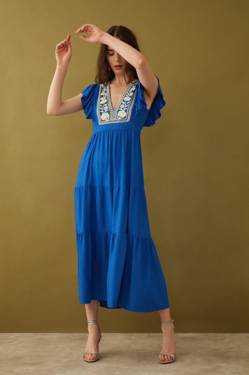 Willa Embroidered Drop Waist Dress