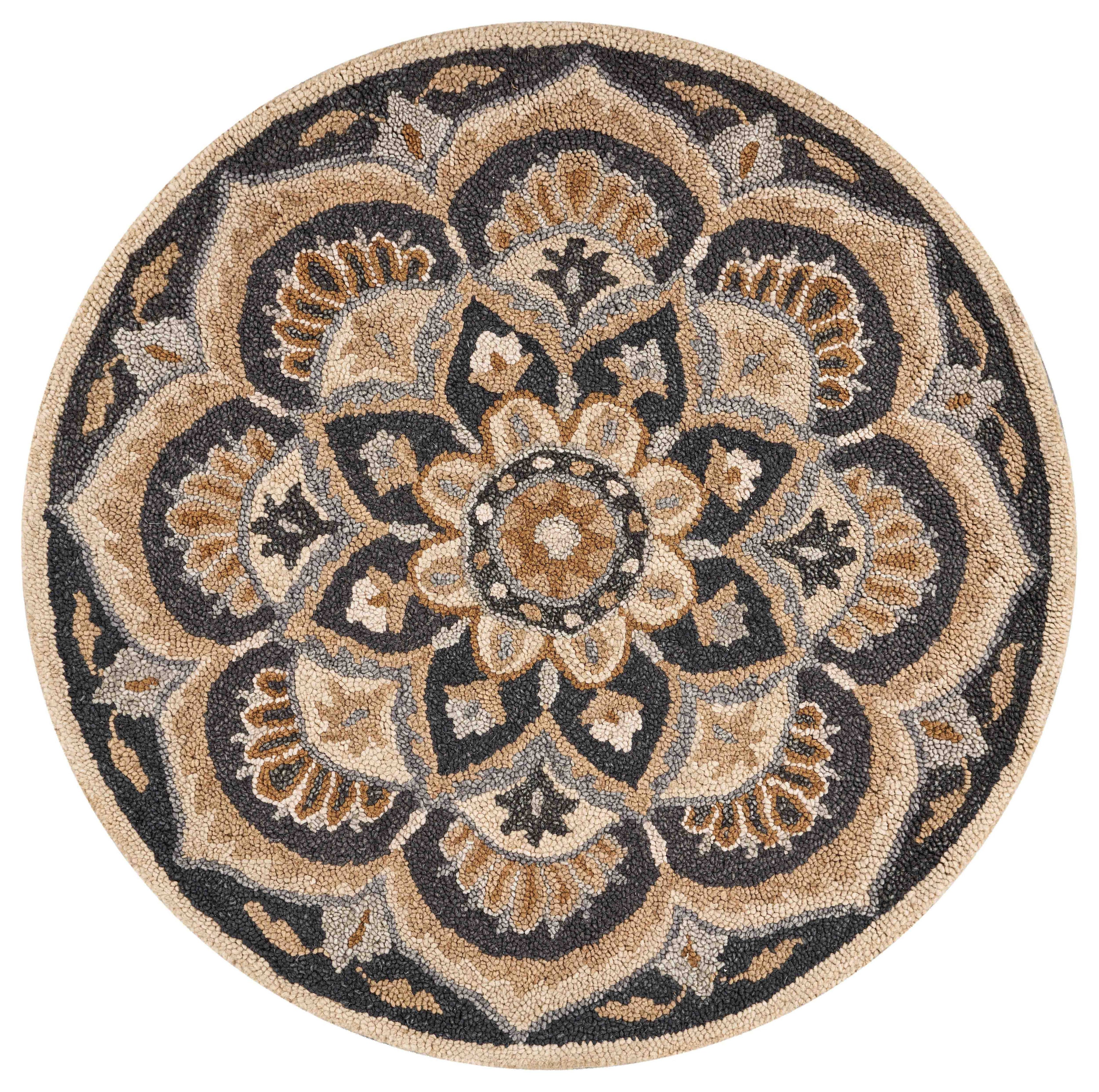 Floret Forever Mandala Area Rug - Black