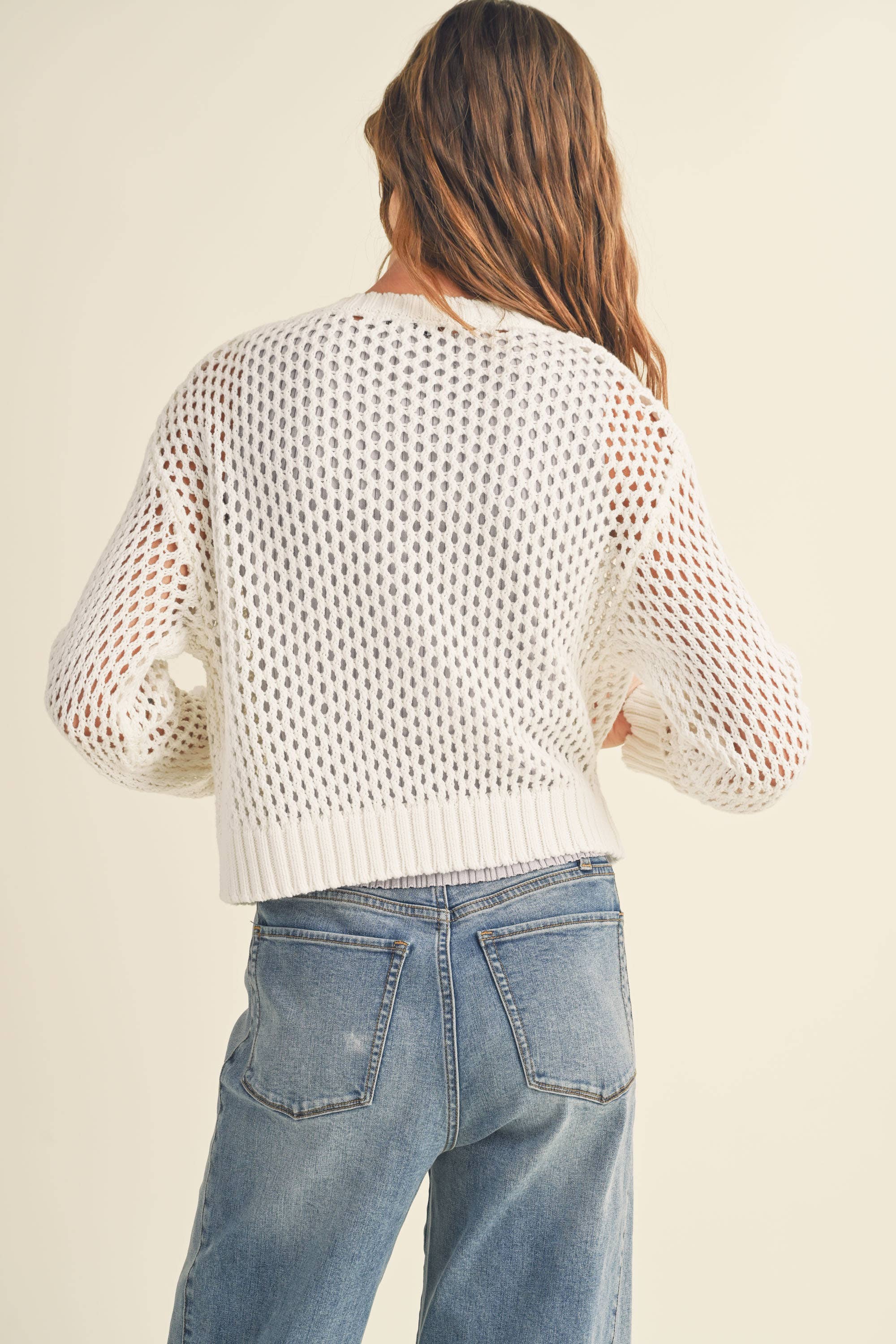 Crochet Knitted Button Down Cardigan