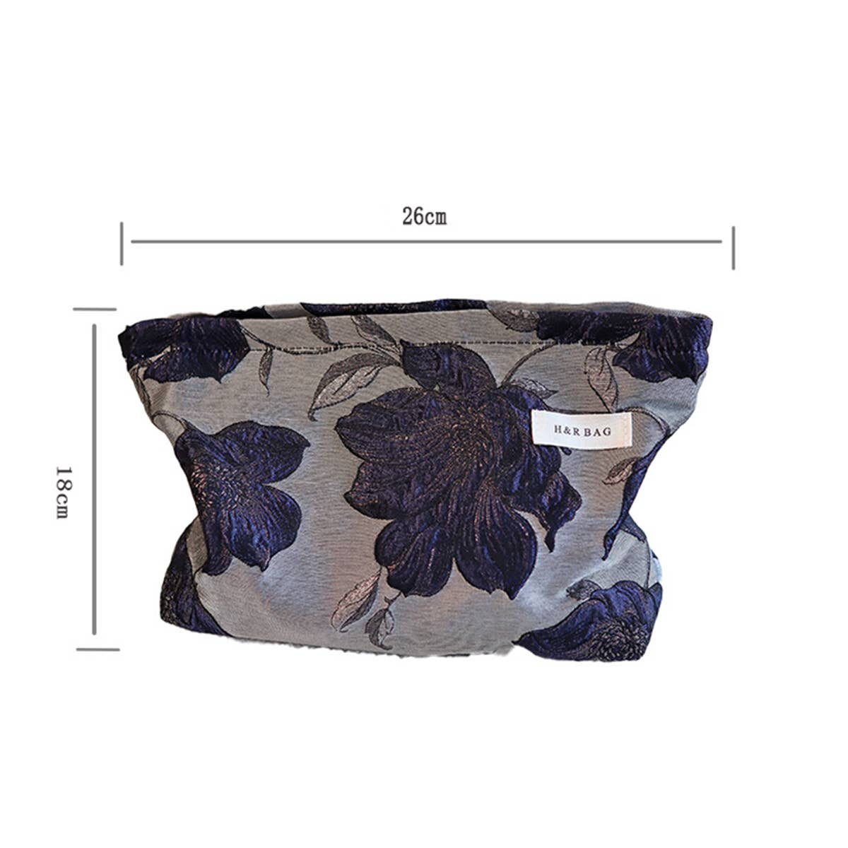 Vintage Navy Gold Jacquard Makeup Bag